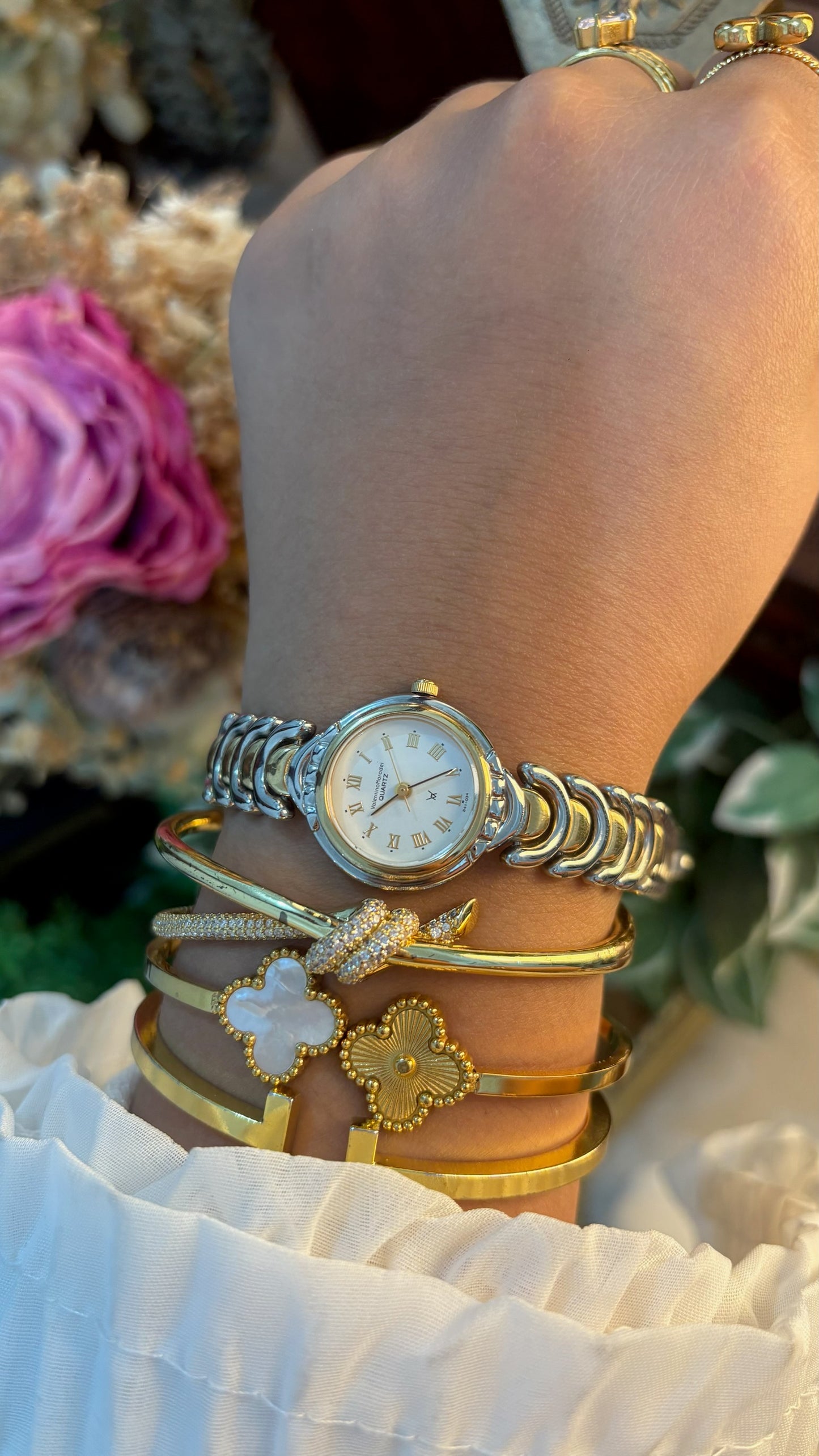 Vintage Valentino Moradei C-Links Bracelet Watch in Two-Tone Quartz