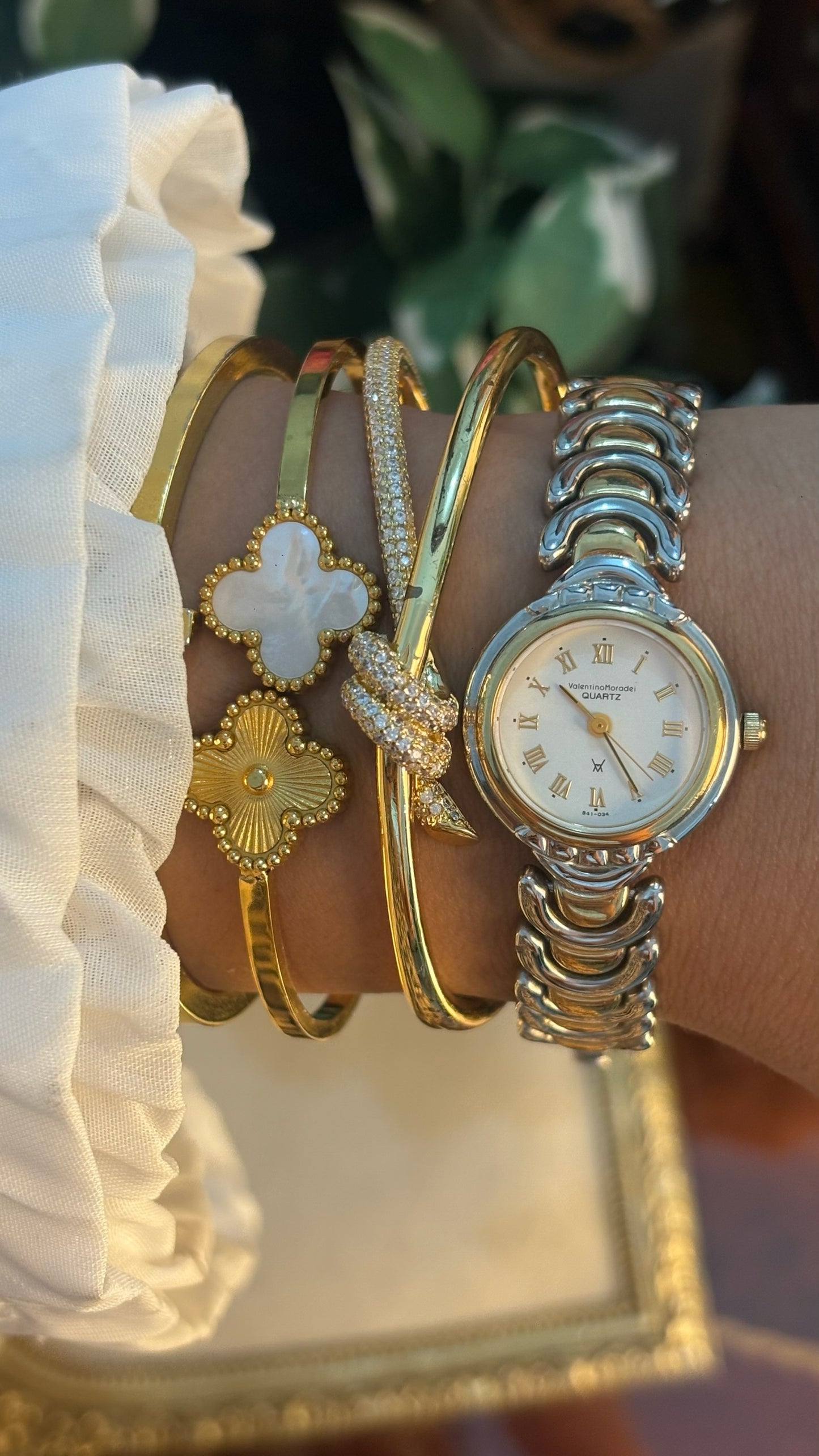 Vintage Valentino Moradei C-Links Bracelet Watch in Two-Tone Quartz