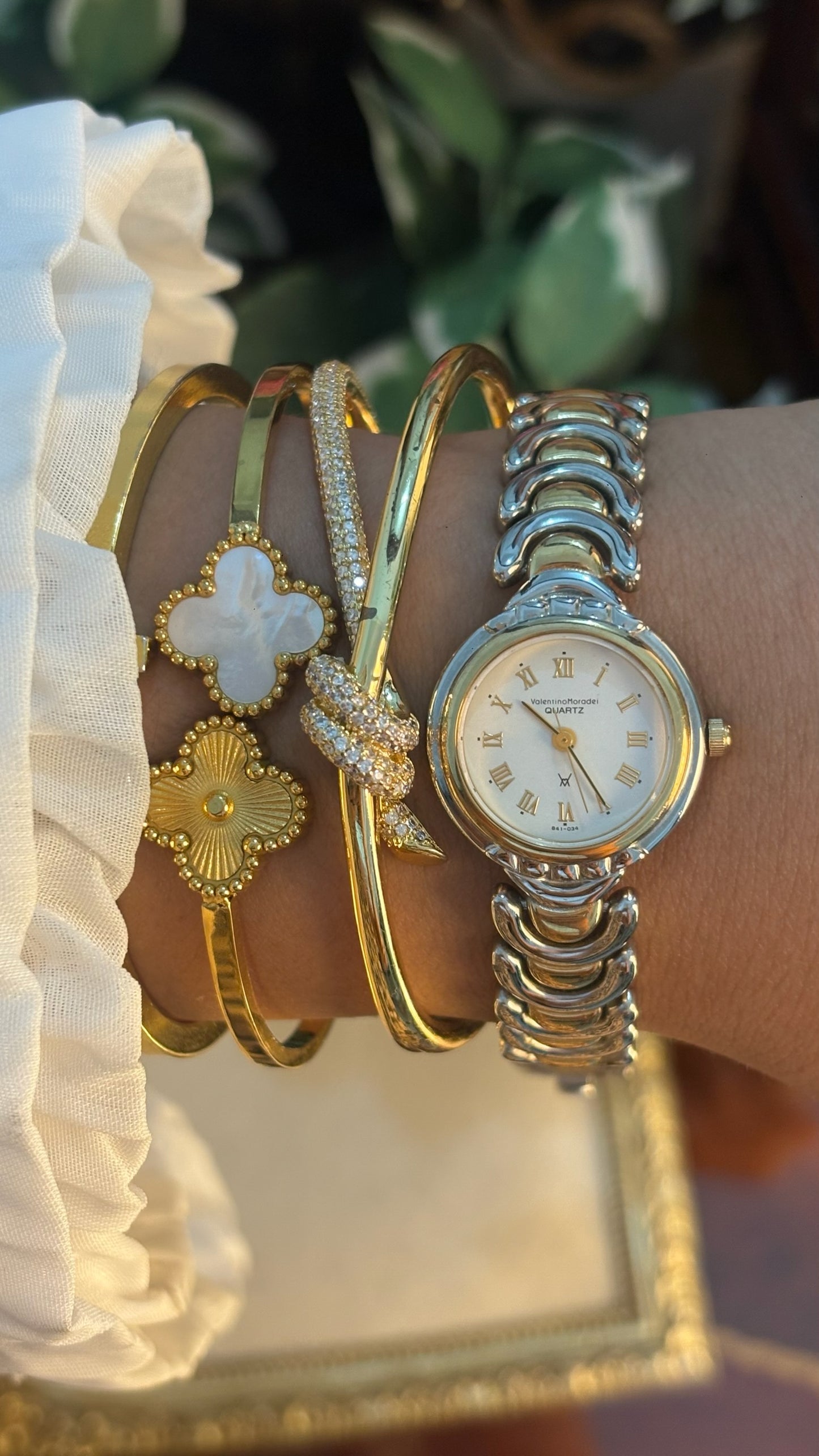 Vintage Valentino Moradei C-Links Bracelet Watch in Two-Tone Quartz