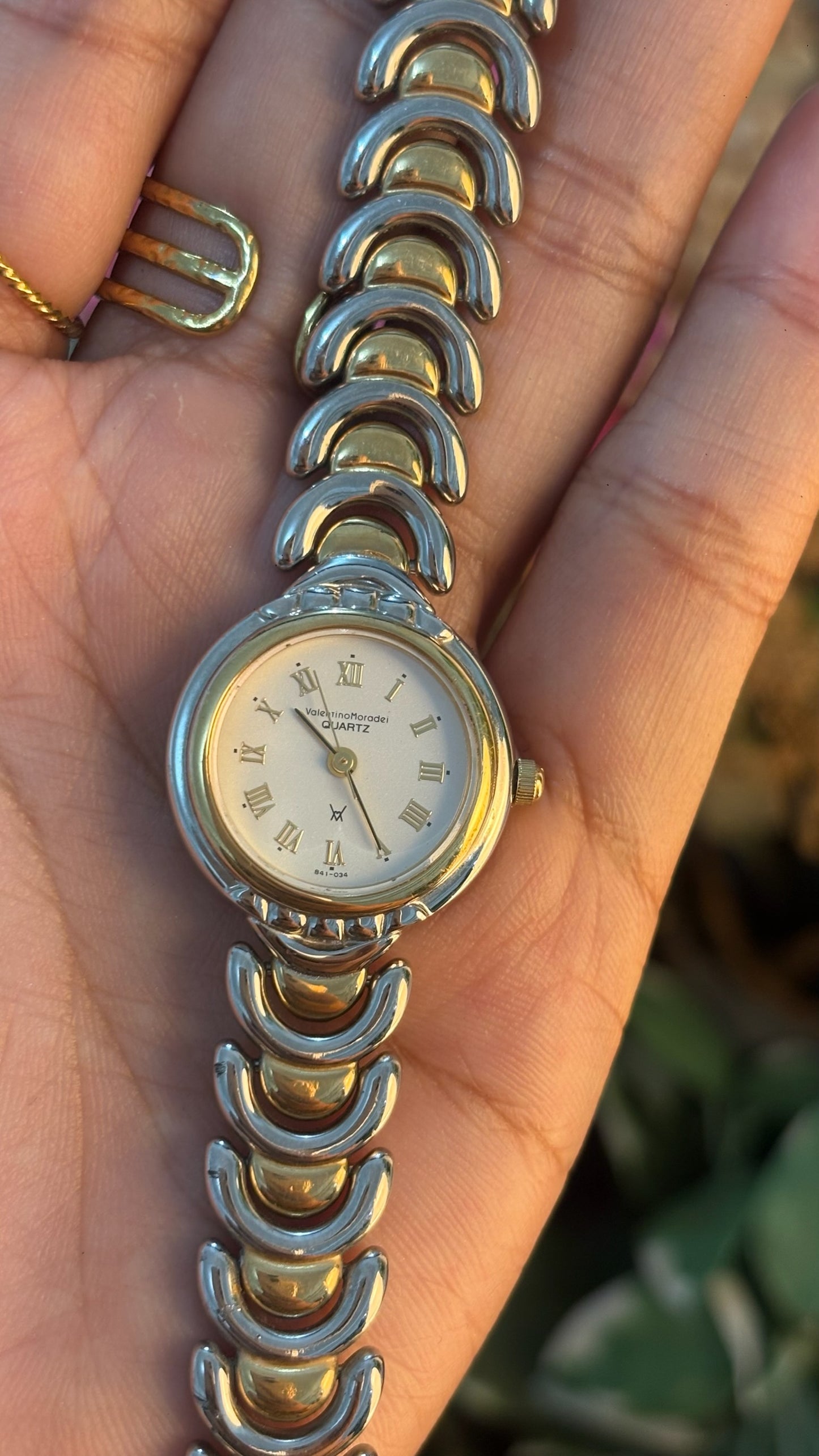 Vintage Valentino Moradei C-Links Bracelet Watch in Two-Tone Quartz
