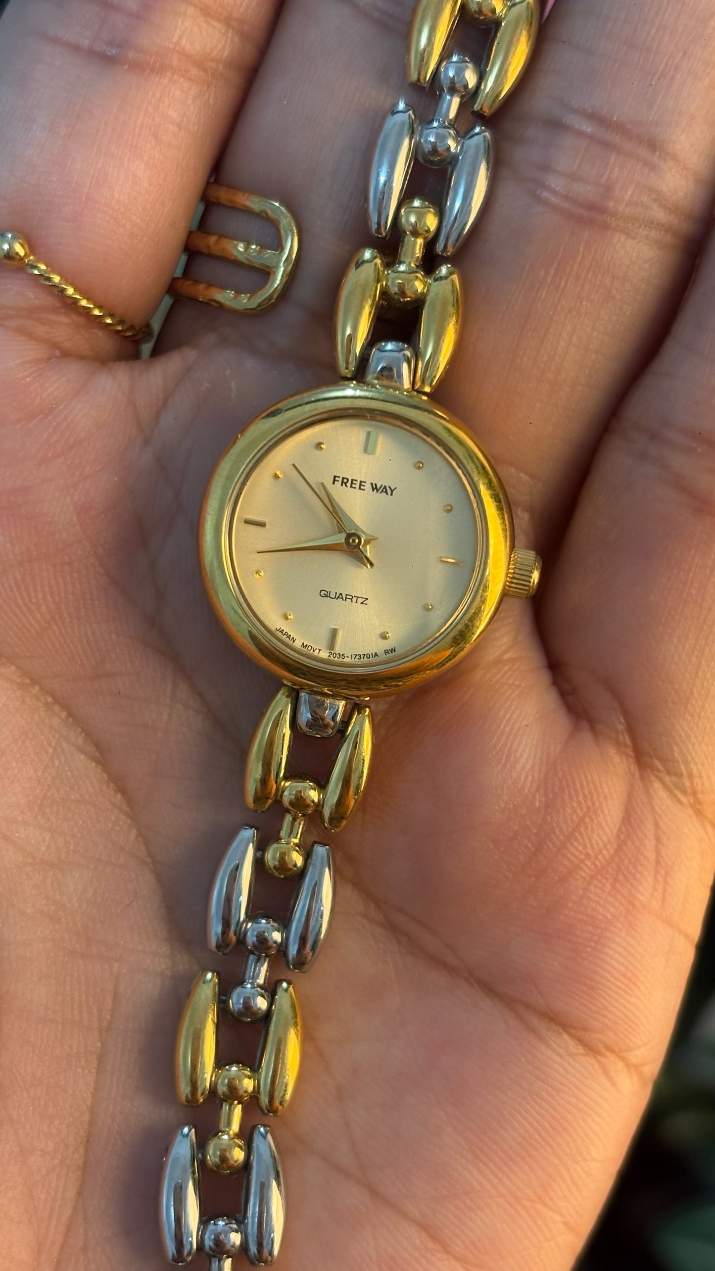 Rare Vintage Citizen Freeway Ricelink Bracelet Watch in Two-Tone Quartz Gucci Inspired