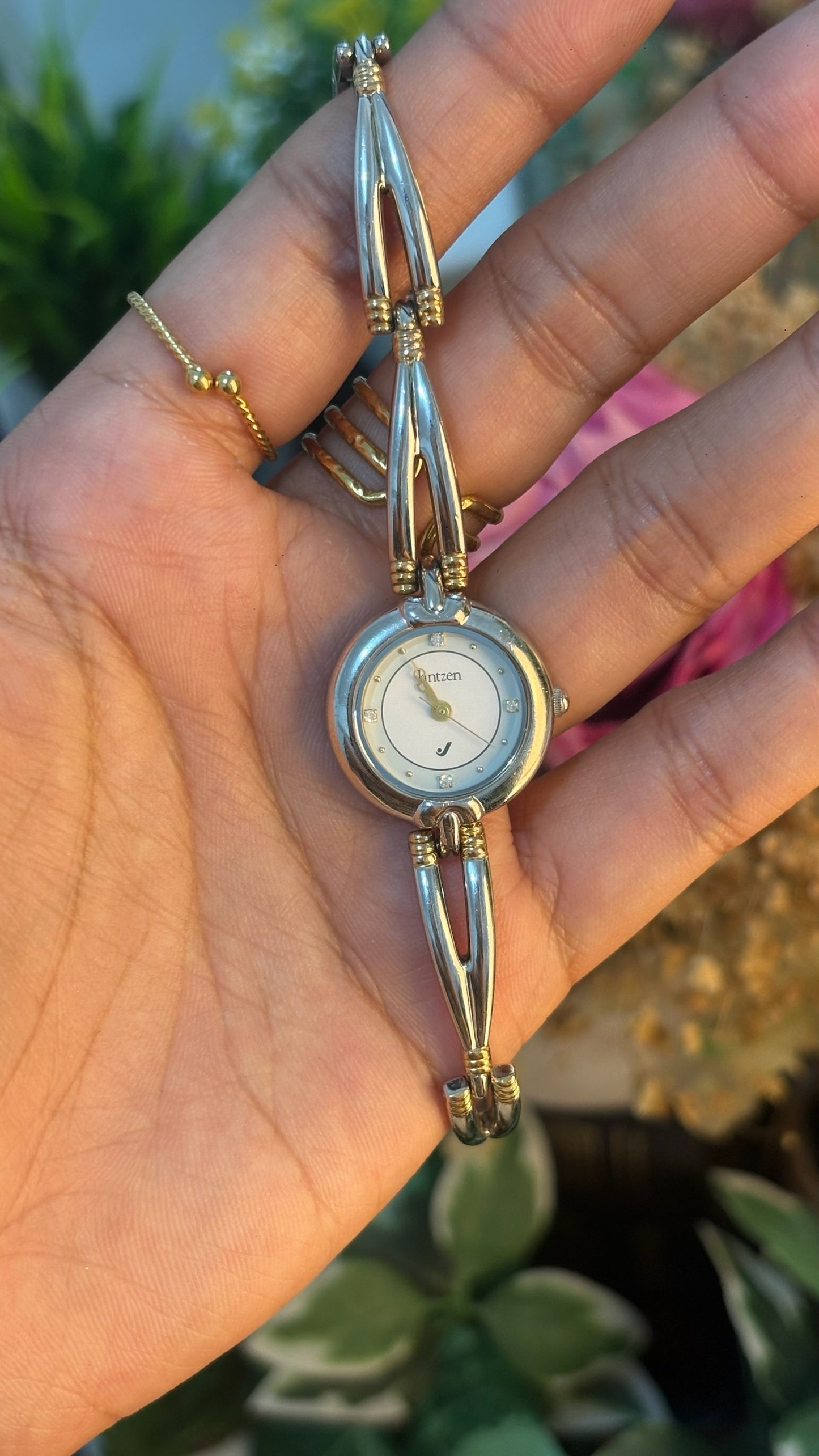 Rare Vintage Jantzen Twist Semi-Bangle Watch in Two-Tone Quartz