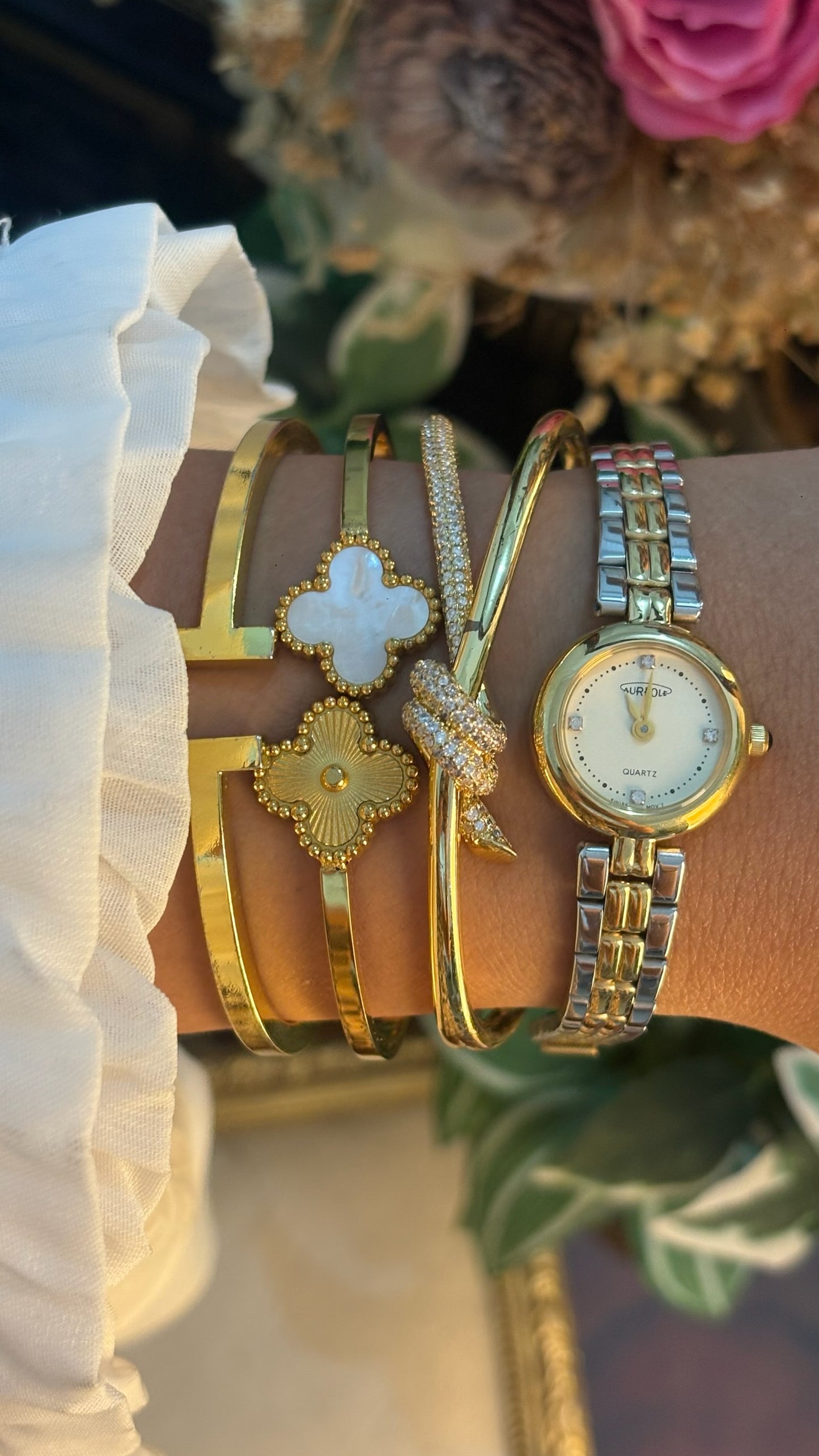 Dainty Vintage Aureole Dress Watch in Two-Tone Quartz