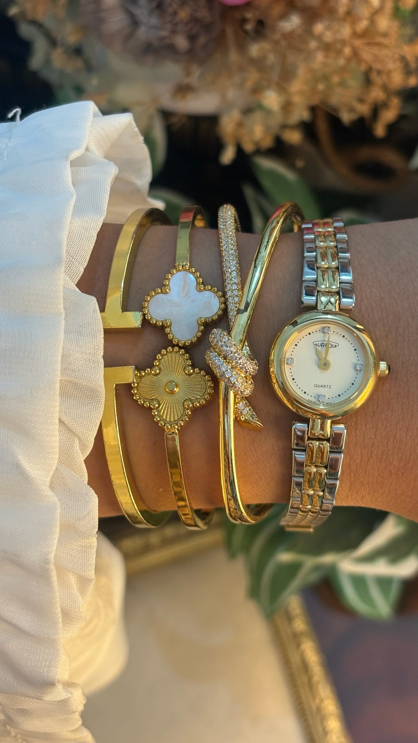 Dainty Vintage Aureole Dress Watch in Two-Tone Quartz