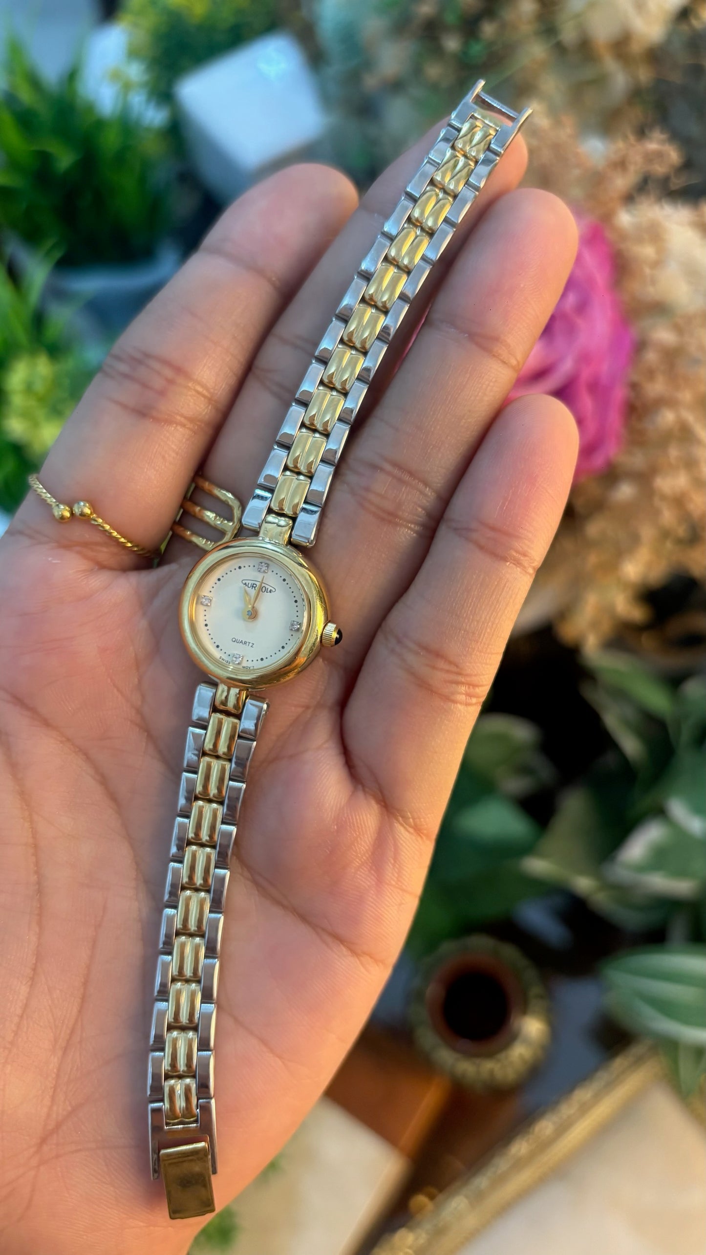 Dainty Vintage Aureole Dress Watch in Two-Tone Quartz