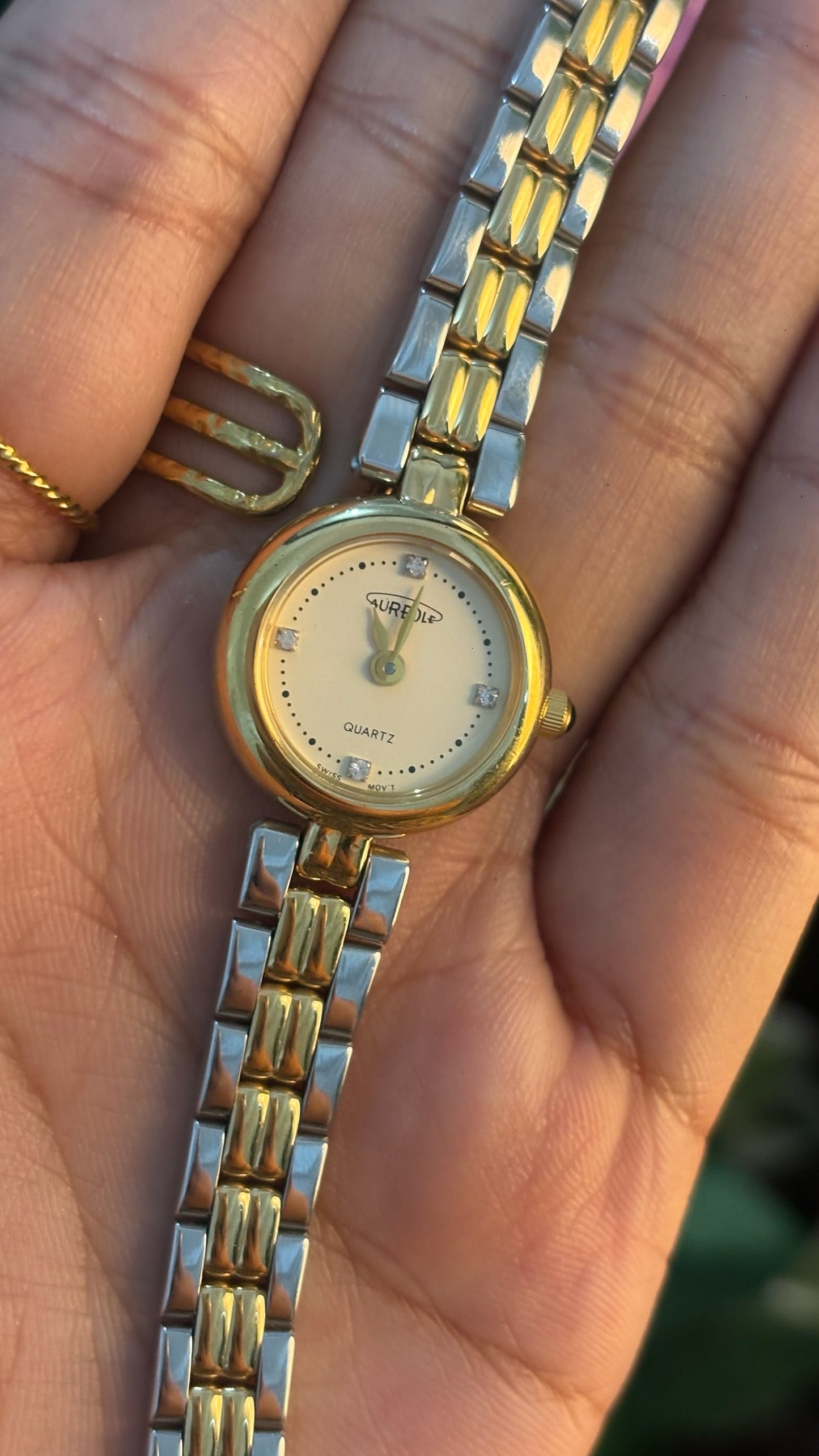 Dainty Vintage Aureole Dress Watch in Two-Tone Quartz