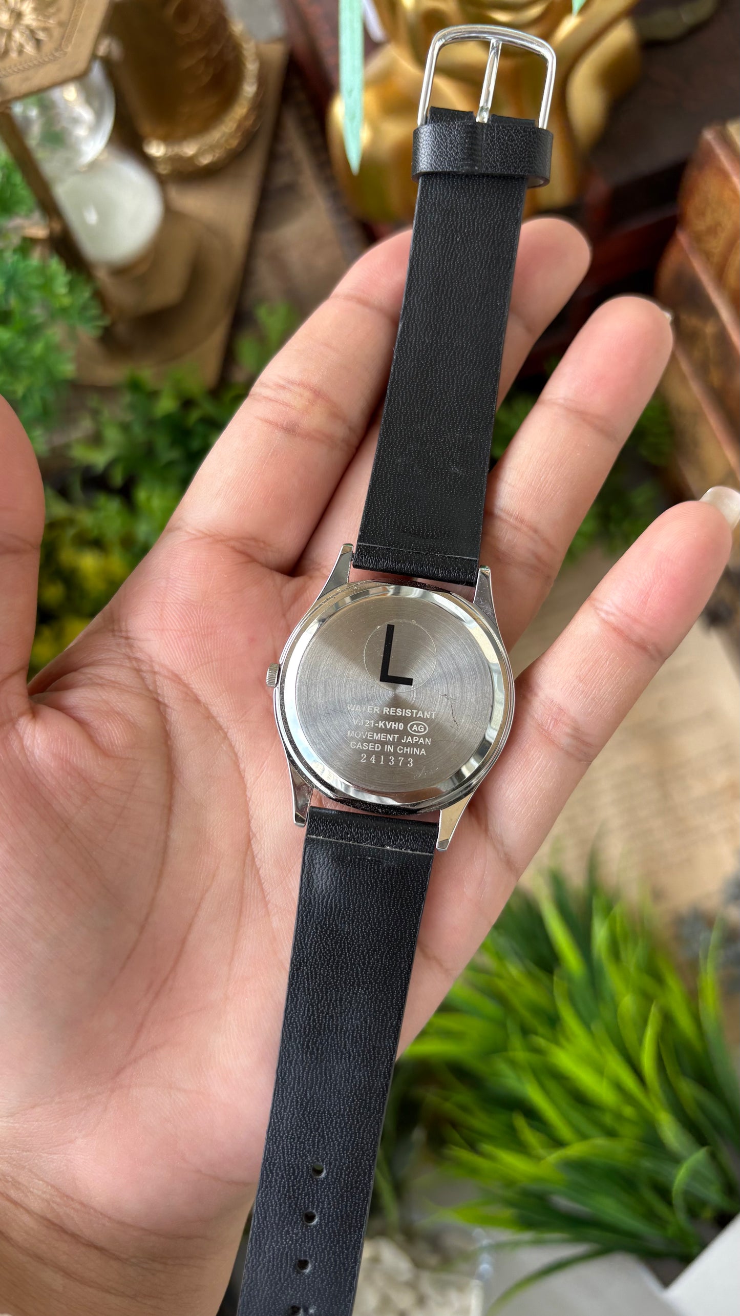 Vintage Current Men's Watch in Silver Tone Black Leather Quartz #00606