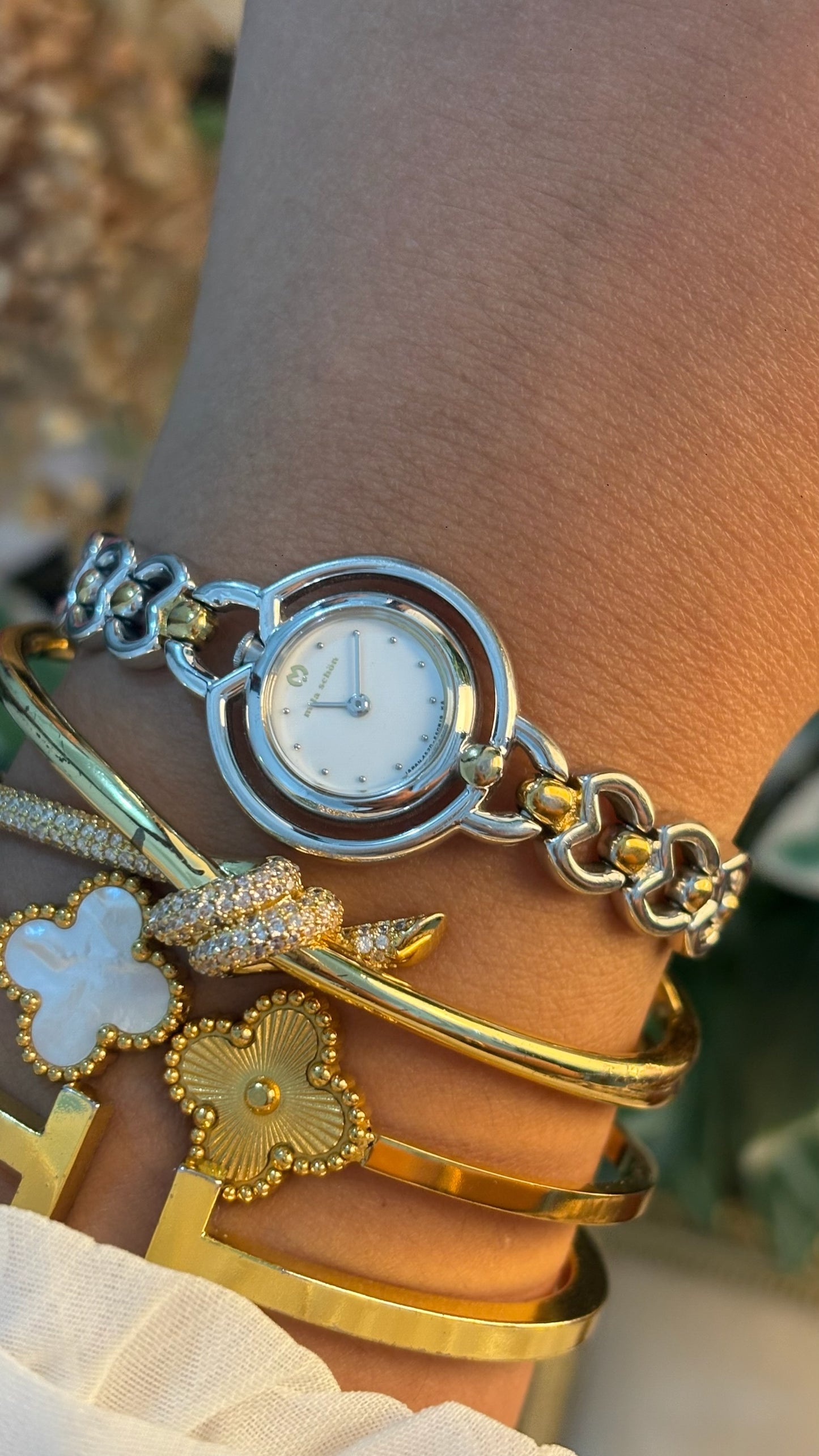 Rare Vintage Mila Schon Separated Bezel Bracelet Watch in Two-Tone Quartz