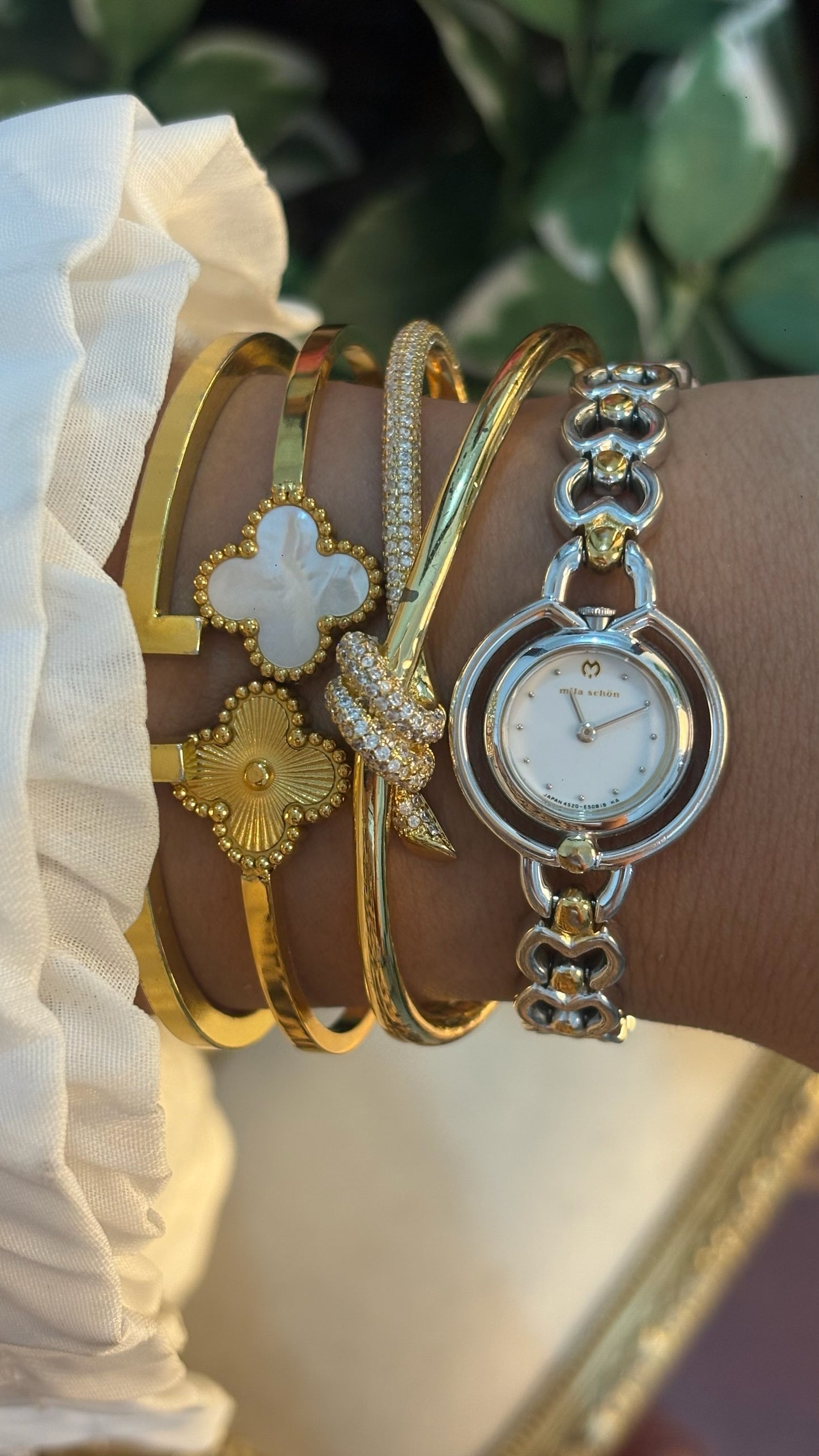 Rare Vintage Mila Schon Separated Bezel Bracelet Watch in Two-Tone Quartz