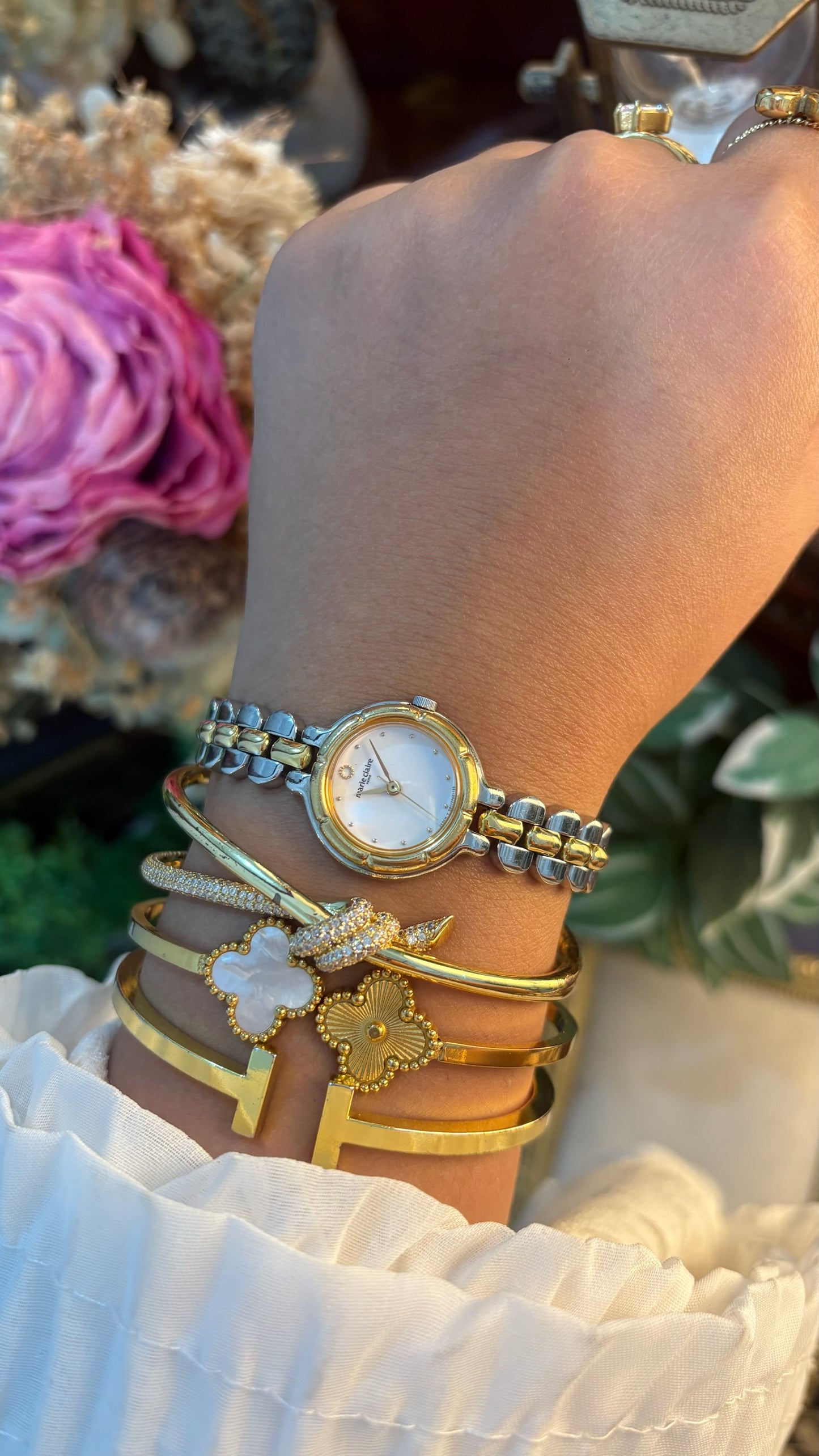 Dainty Vintage Marie Claire Dress Watch in Two-Tone Quartz