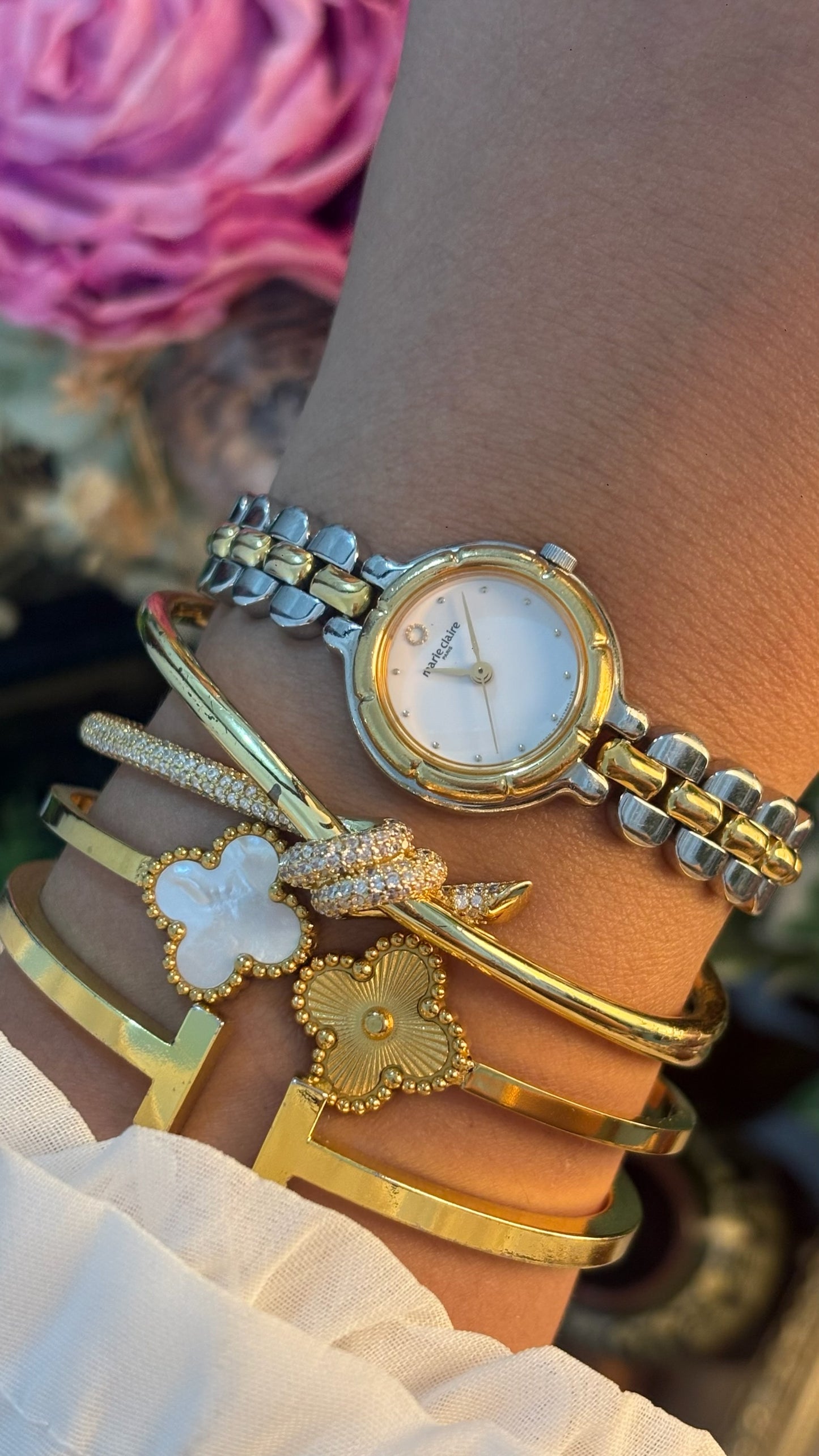 Dainty Vintage Marie Claire Dress Watch in Two-Tone Quartz