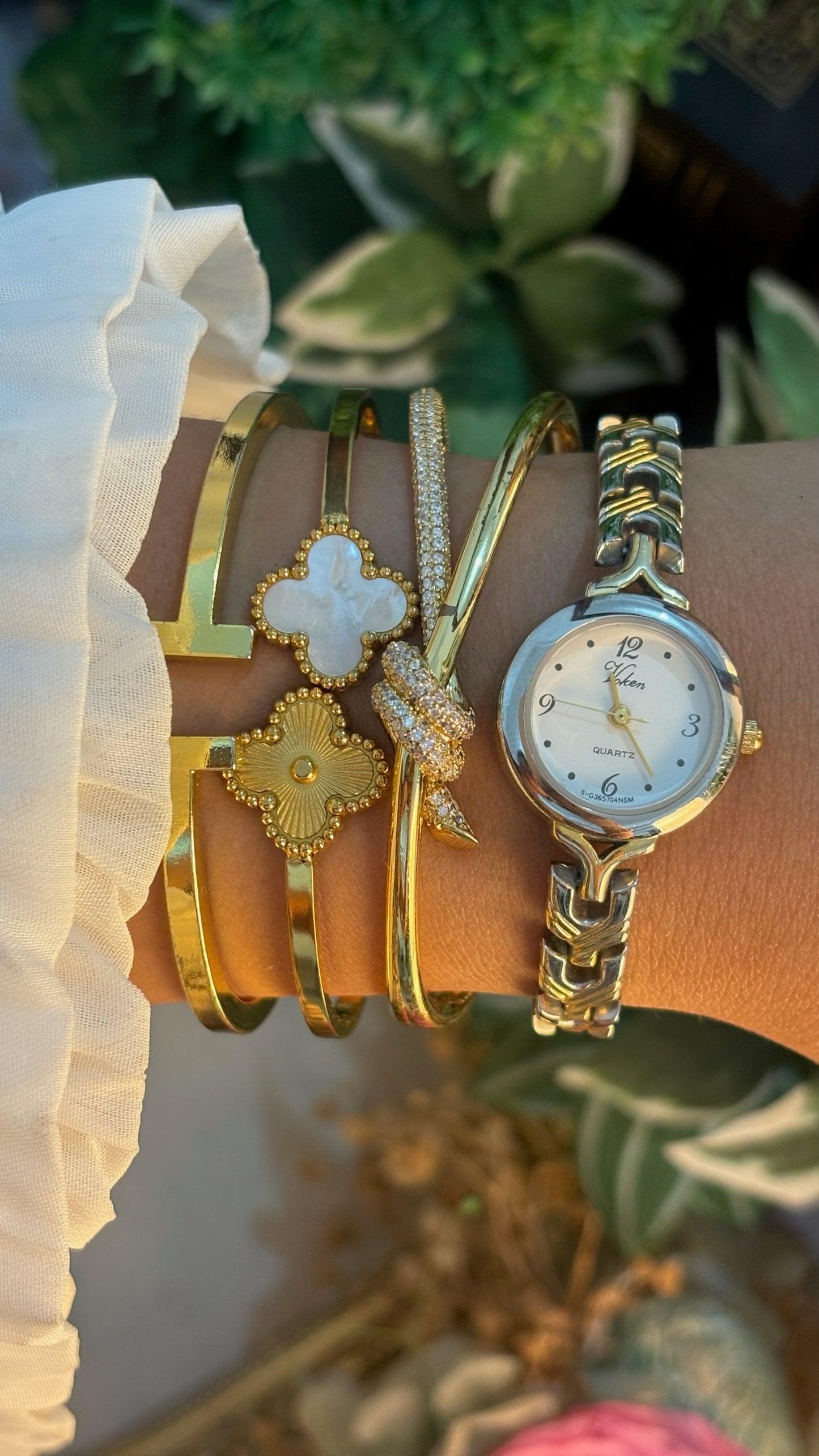 Vintage Voken Bracelet Watch in Two-Tone Quartz