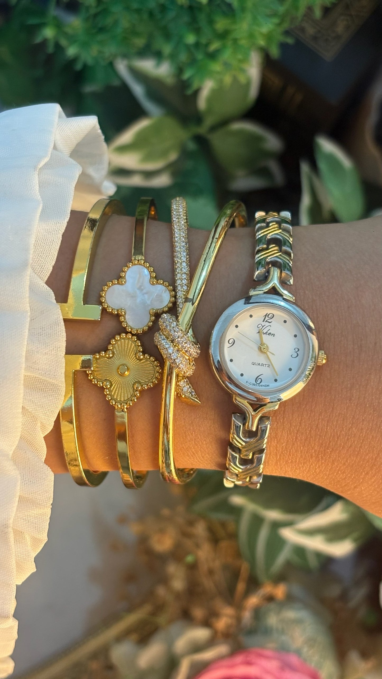 Vintage Voken Bracelet Watch in Two-Tone Quartz