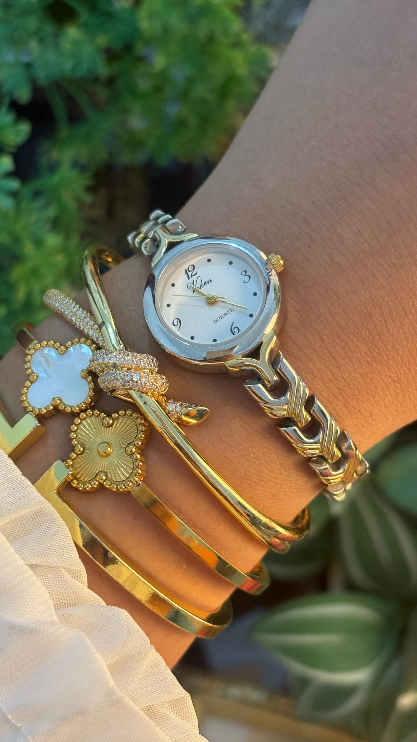 Vintage Voken Bracelet Watch in Two-Tone Quartz
