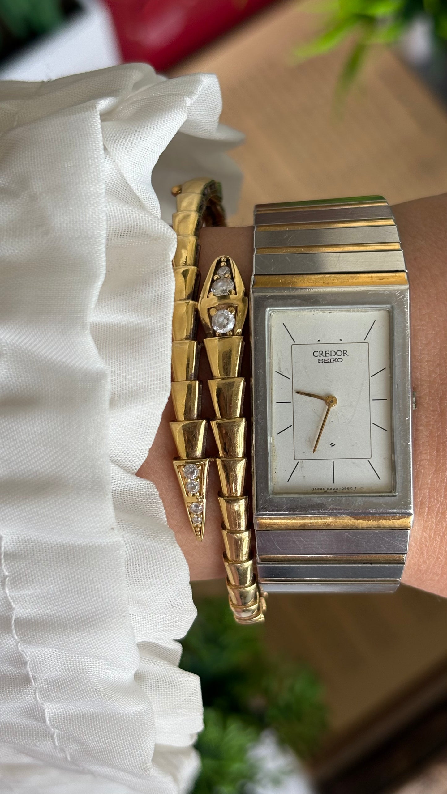 Vintage Credor by Seiko Tank Watch in Two-Tone