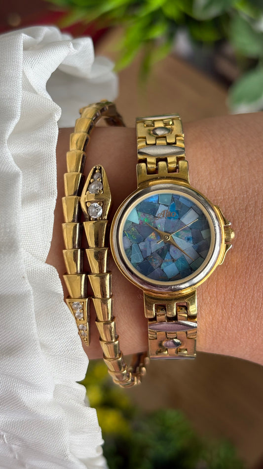 Vintage Alto by Seiko Watch in Two-Tone with Unique Mosaic Tile Dial