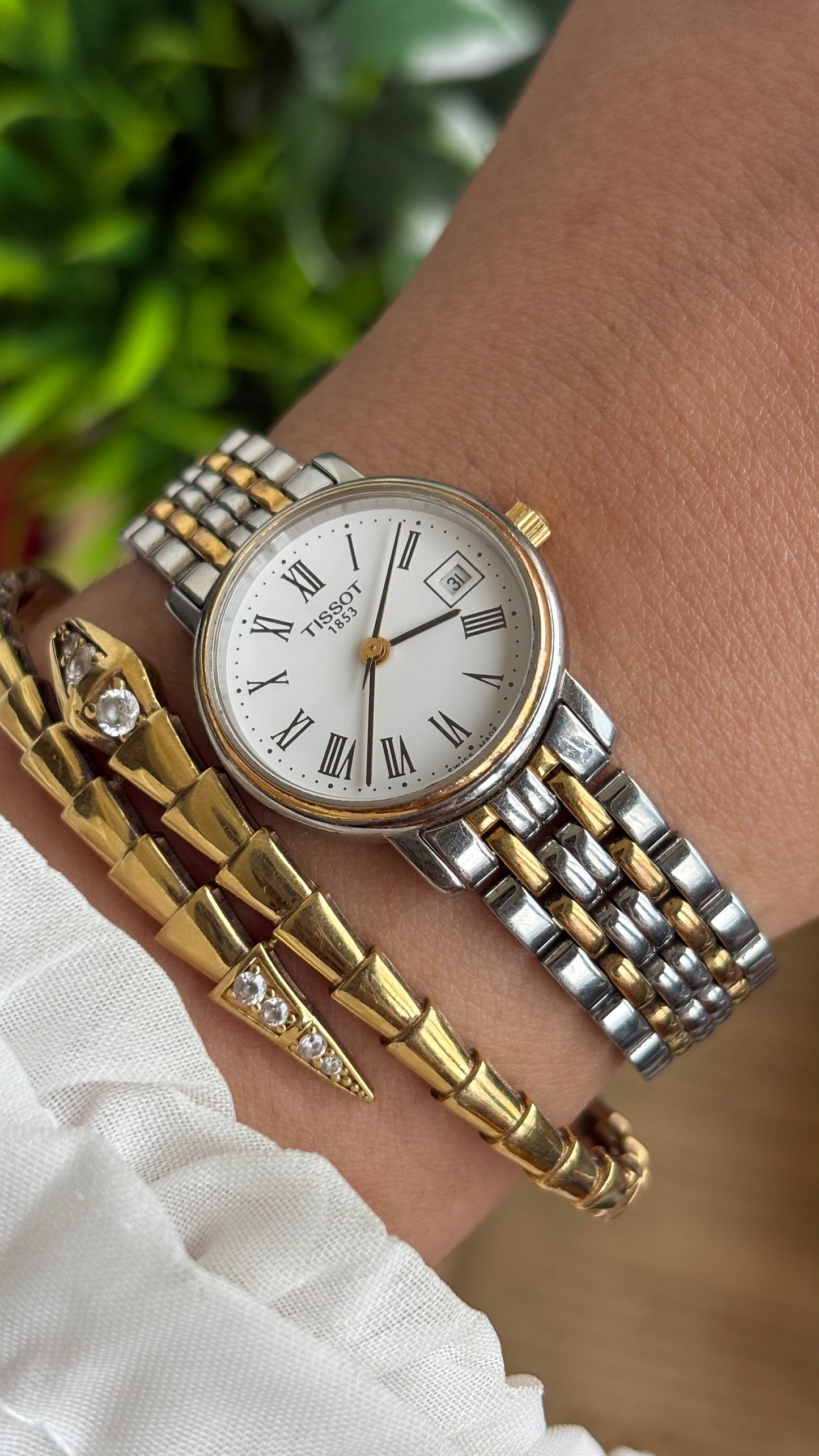 Vintage Tissot Watch in Two-Tone Roman Dial with Window Date