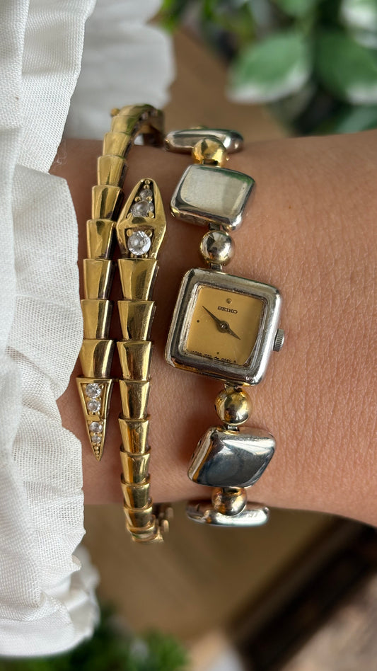 Extremely Rare Vintage Dainty Seiko Bracelet Watch in Two-Tone