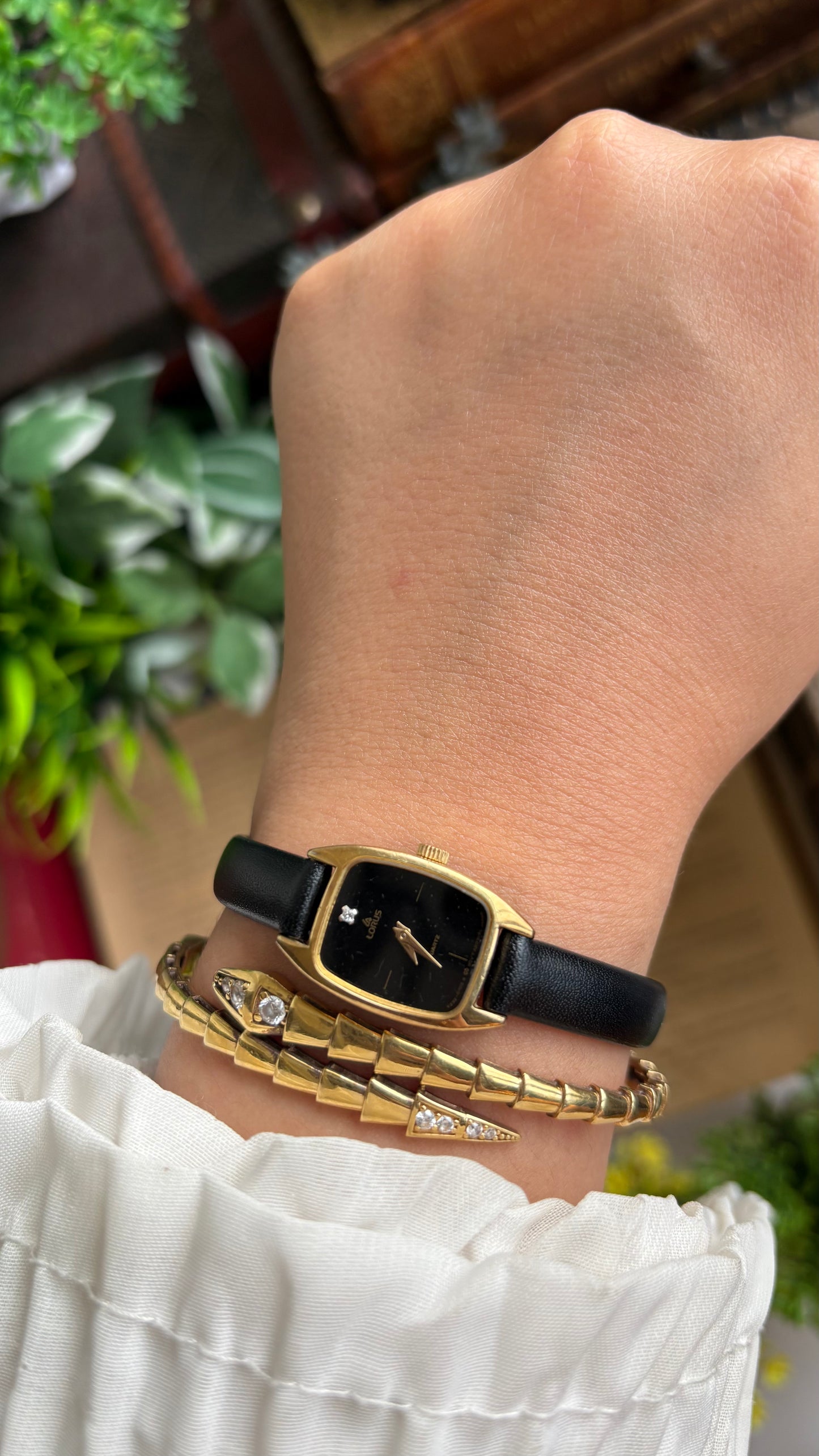Vintage Lorus by Seiko Watch in Black Leather Strap
