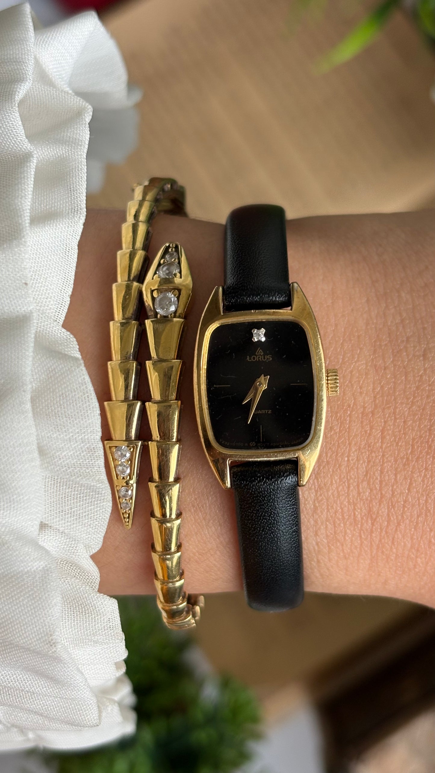 Vintage Lorus by Seiko Watch in Black Leather Strap