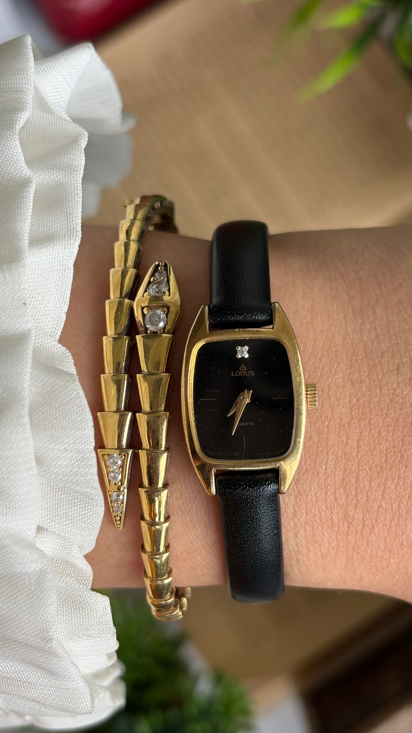 Vintage Lorus by Seiko Watch in Black Leather Strap