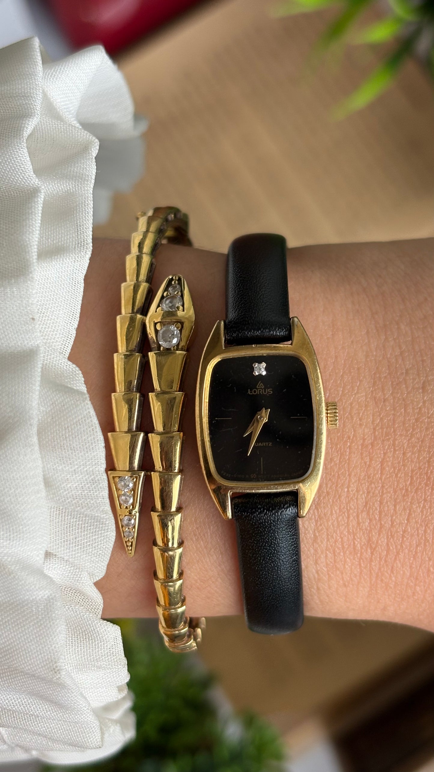Vintage Lorus by Seiko Watch in Black Leather Strap