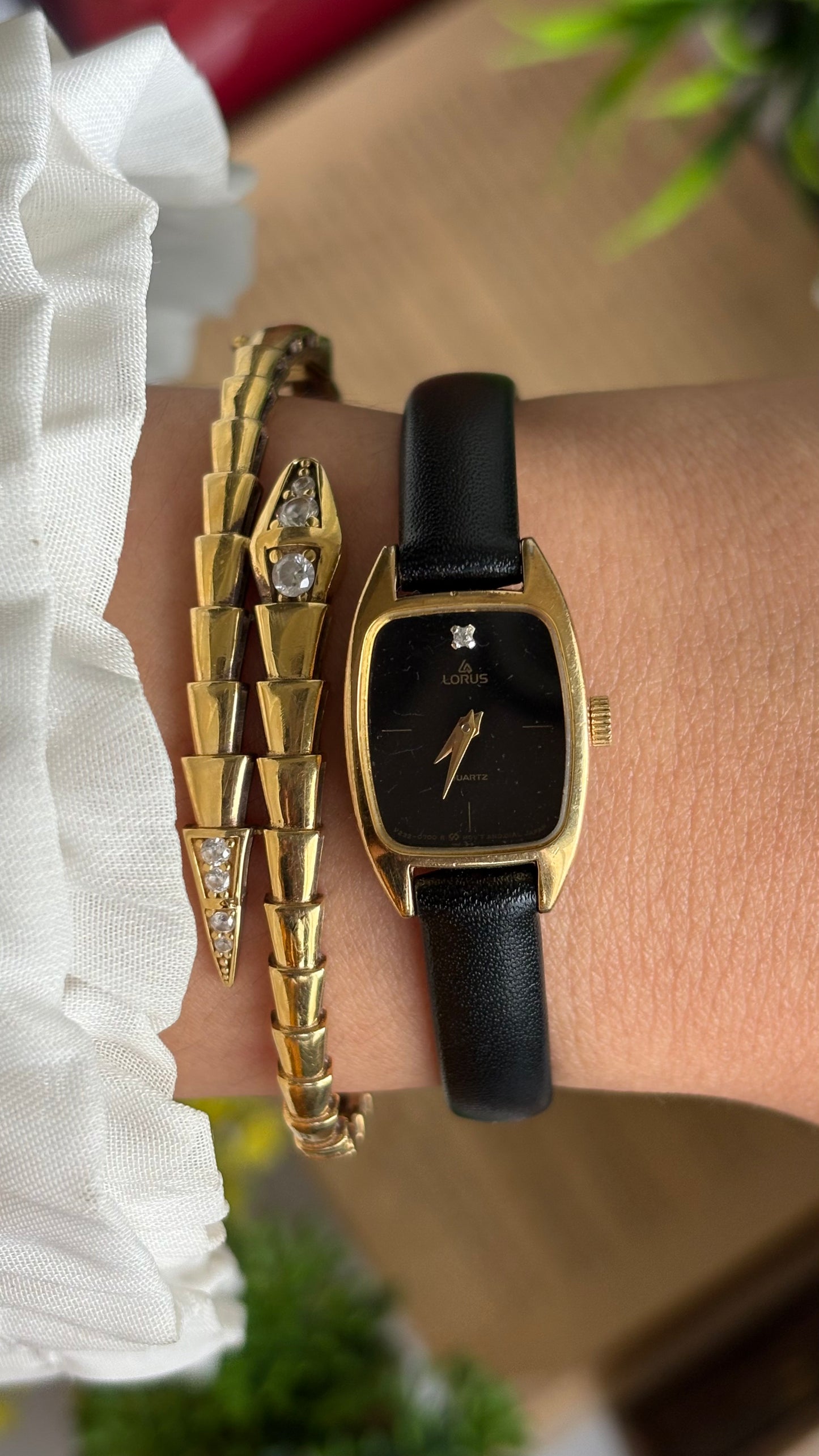 Vintage Lorus by Seiko Watch in Black Leather Strap