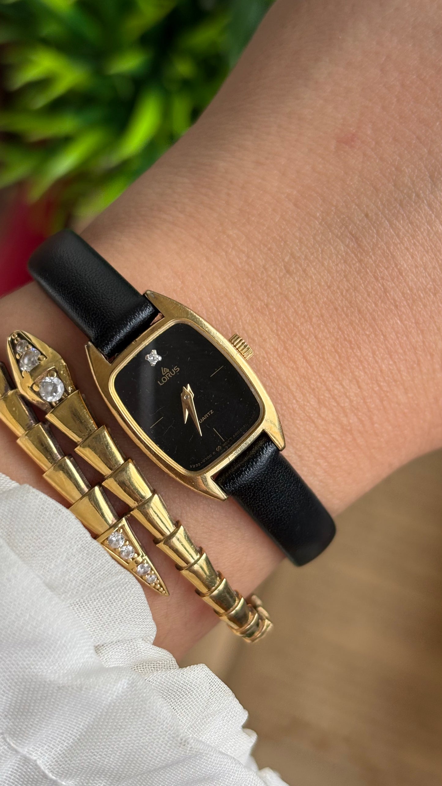 Vintage Lorus by Seiko Watch in Black Leather Strap
