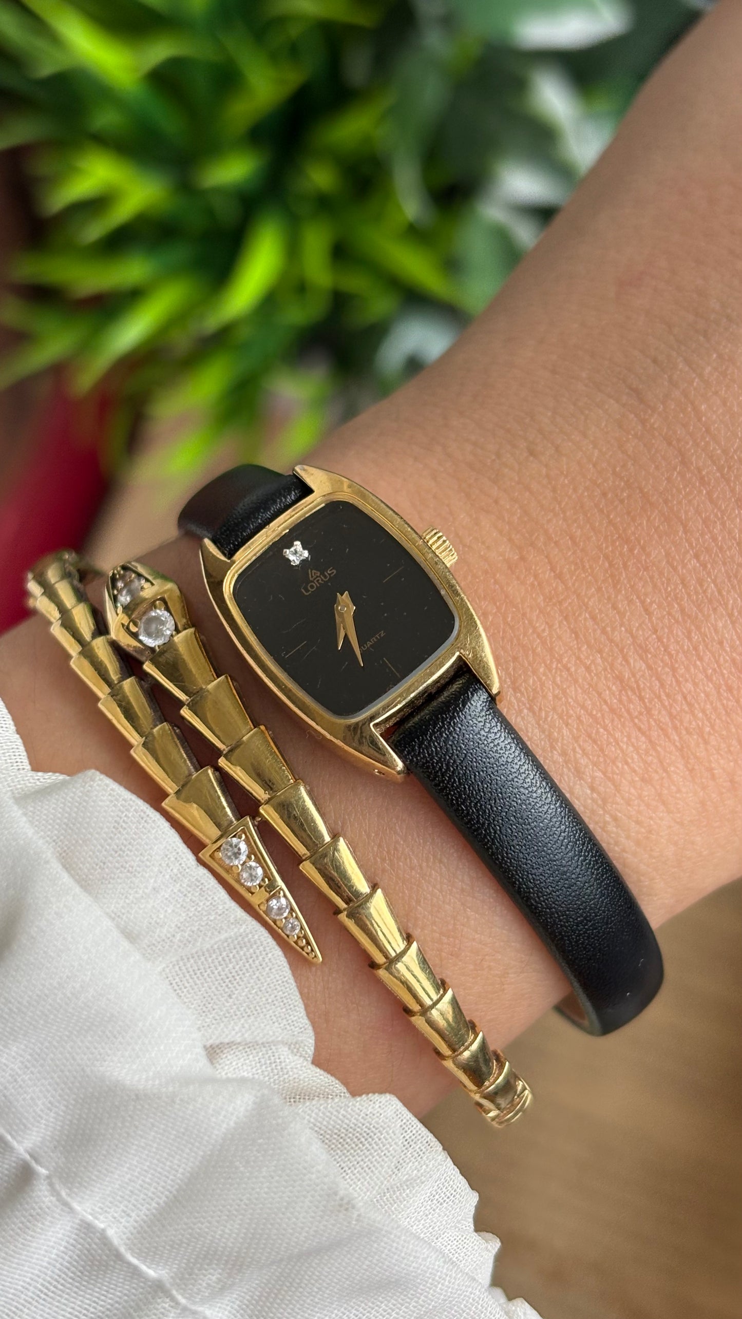 Vintage Lorus by Seiko Watch in Black Leather Strap
