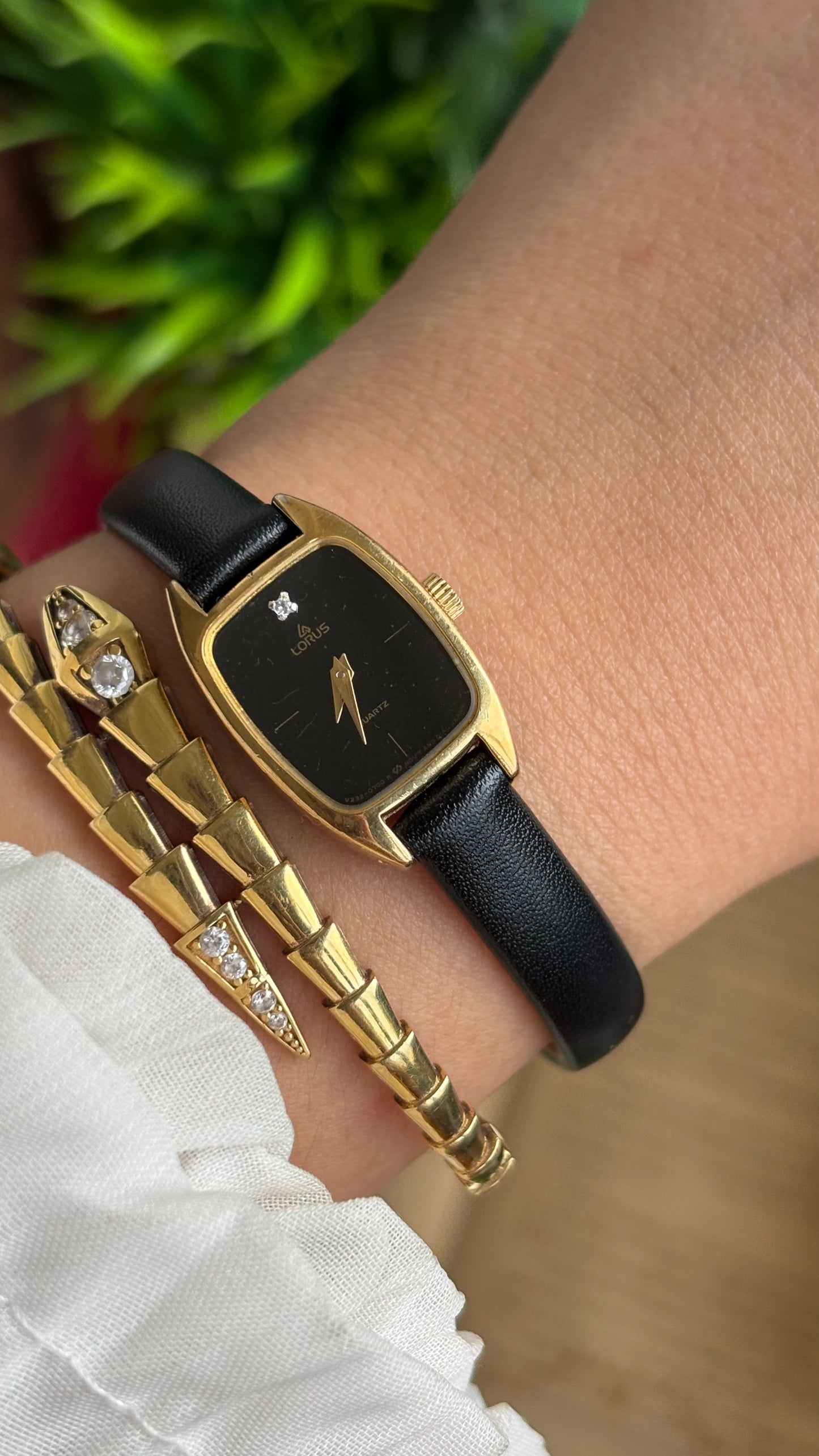 Vintage Lorus by Seiko Watch in Black Leather Strap