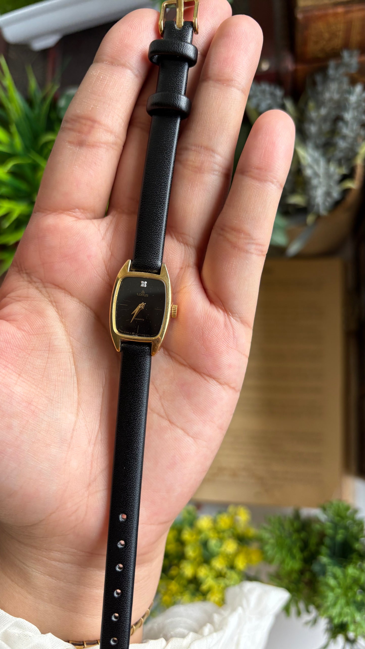 Vintage Lorus by Seiko Watch in Black Leather Strap