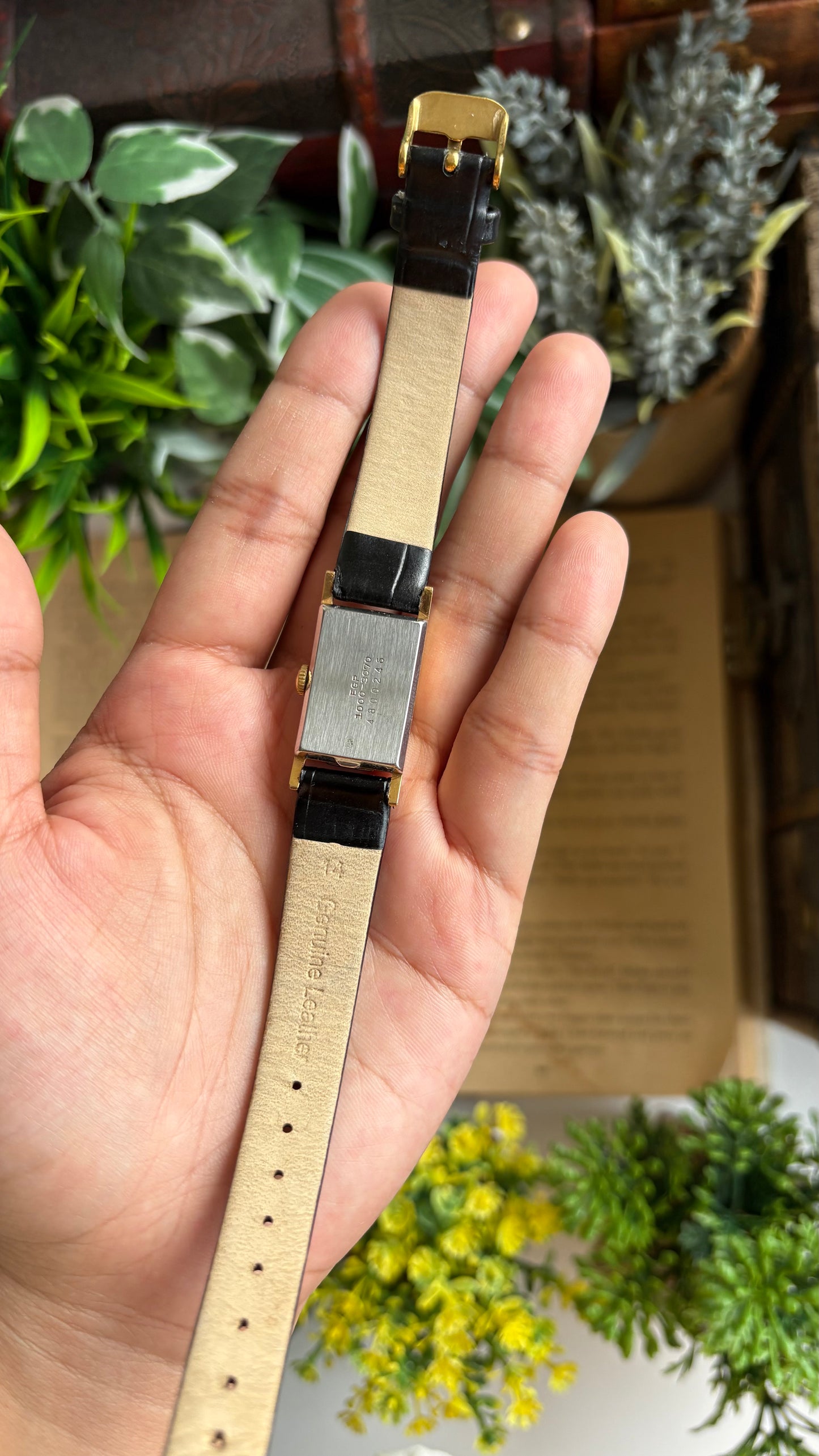 Vintage Seiko Solar Watch in Black Leather Strap