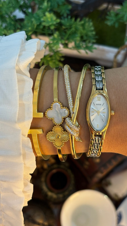Rare Dainty Vintage Suisse Monet Slim Oval Classic Watch in Two-Tone Quartz Seiko XV00 Movement