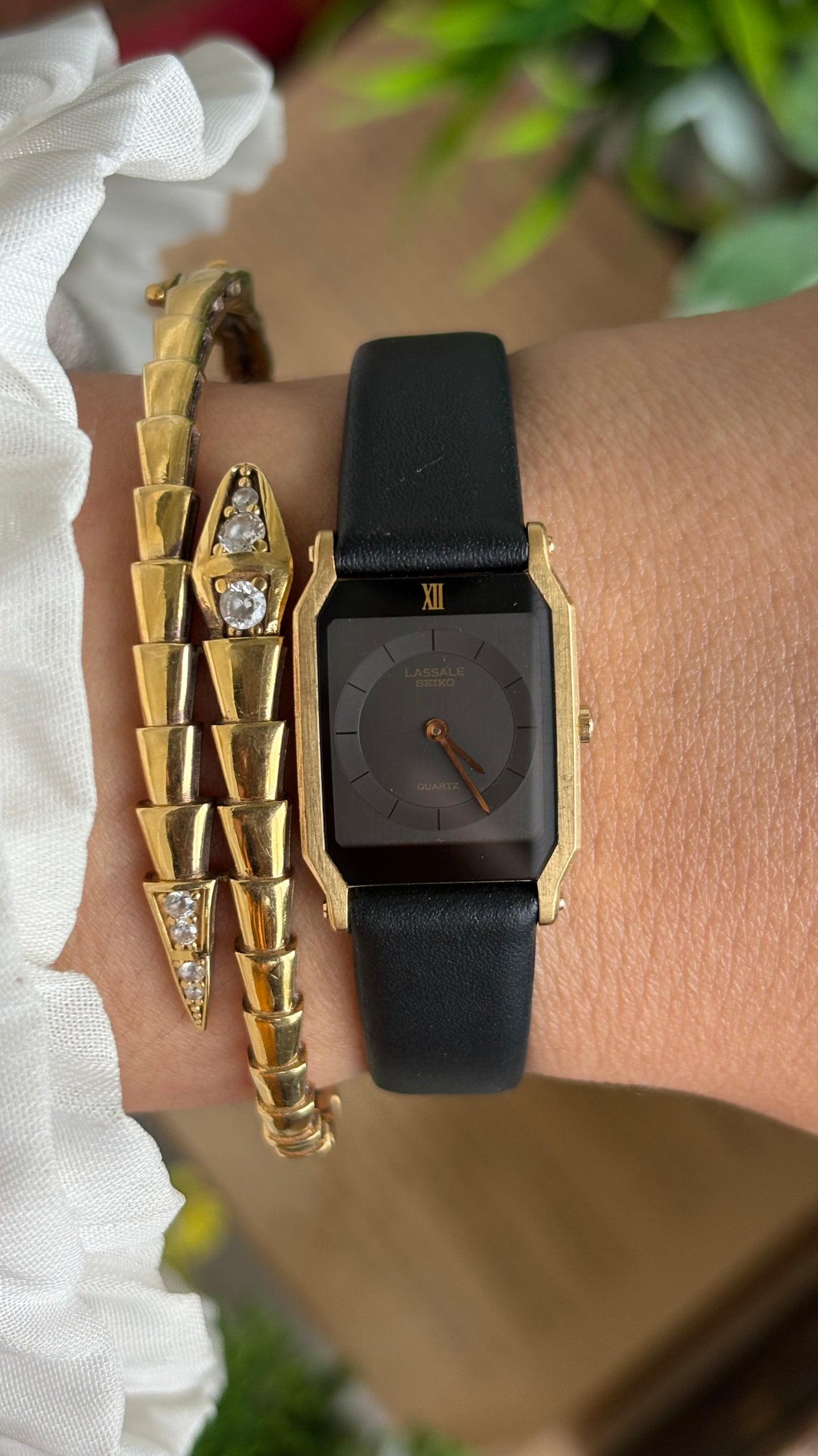 Vintage Lassale Seiko Watch in Black Leather Strap