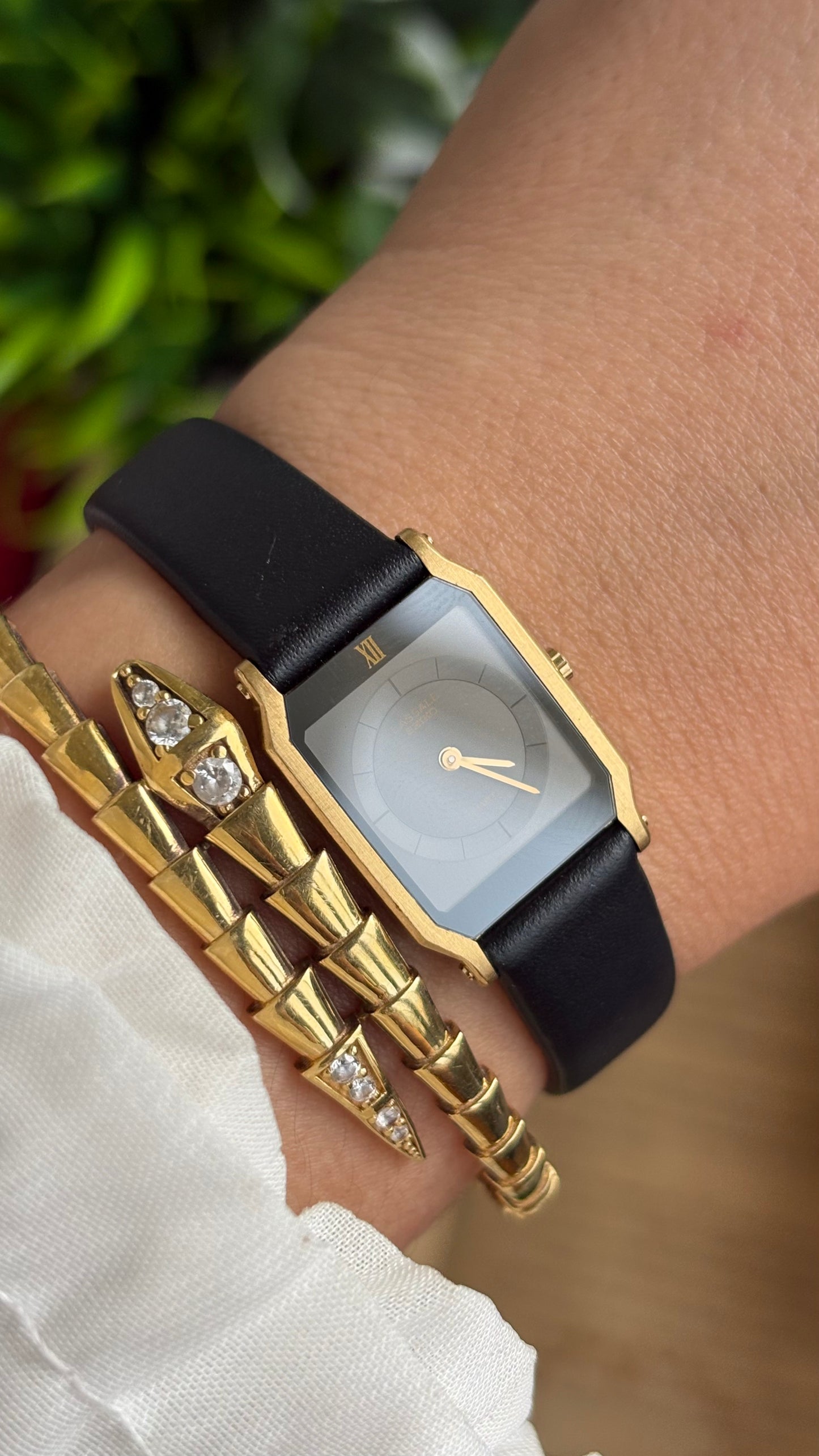 Vintage Lassale Seiko Watch in Black Leather Strap