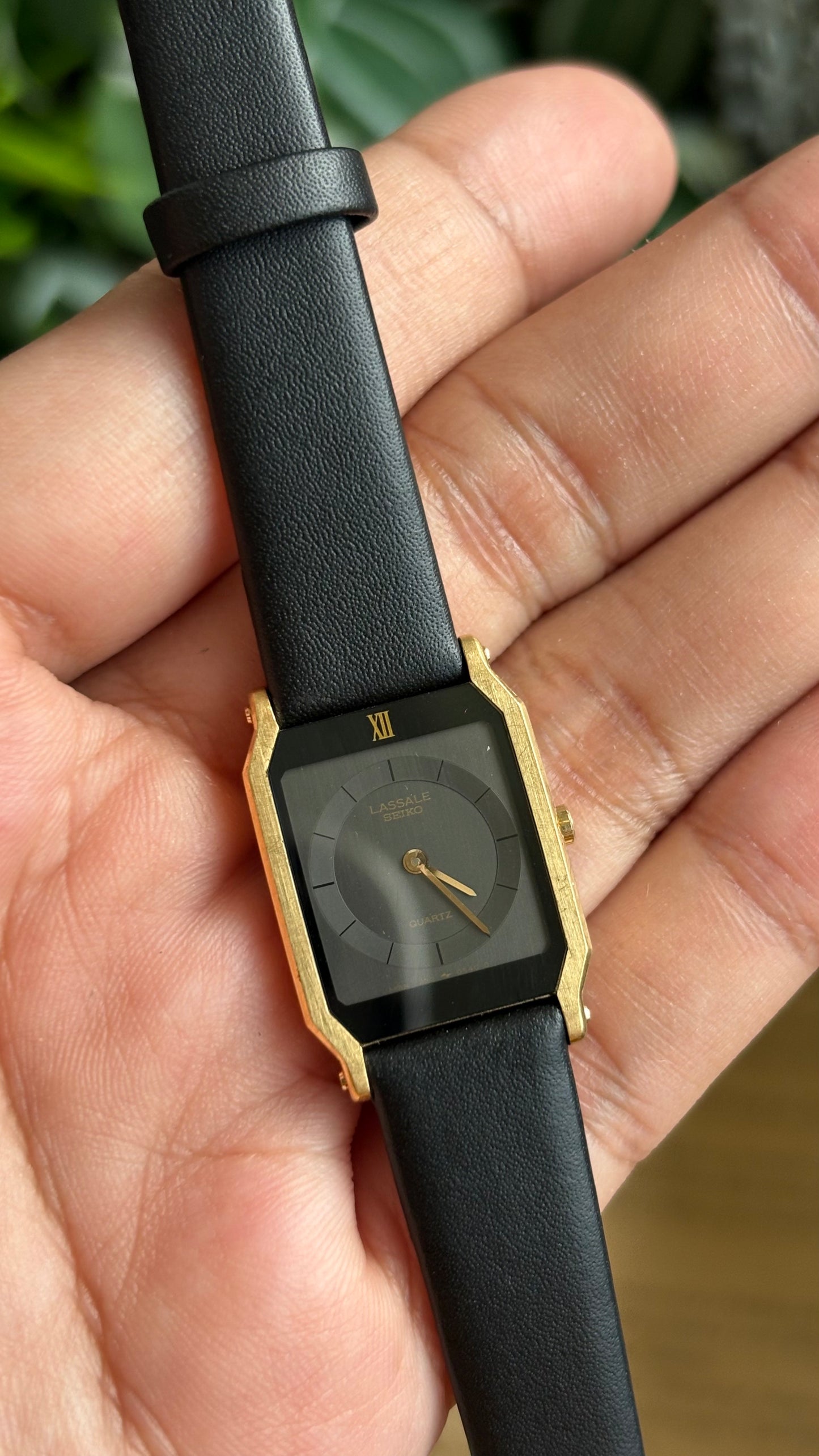 Vintage Lassale Seiko Watch in Black Leather Strap