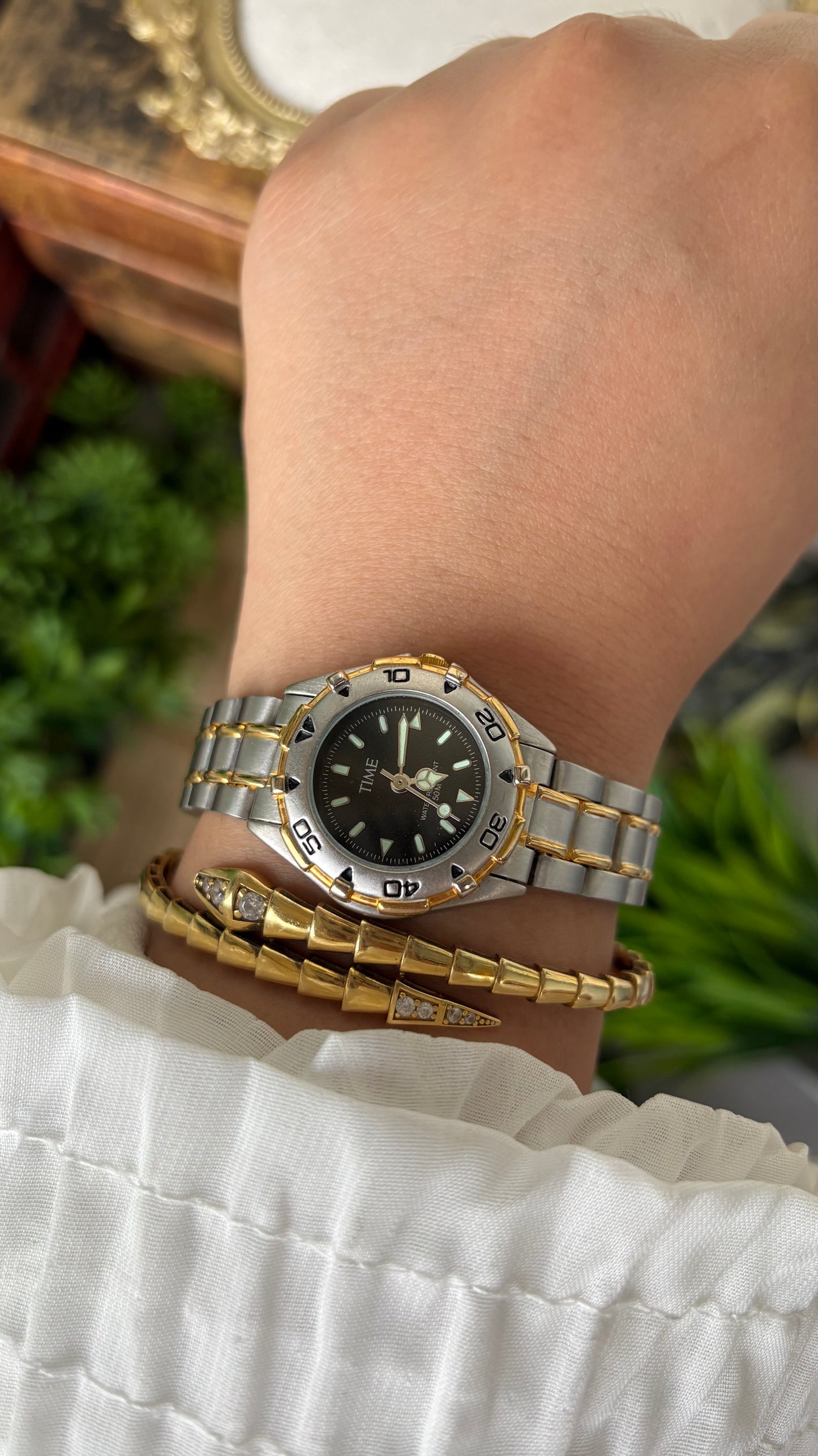 Vintage Time Sports Watch in Two-Tone Quartz Seiko Inspired #00813