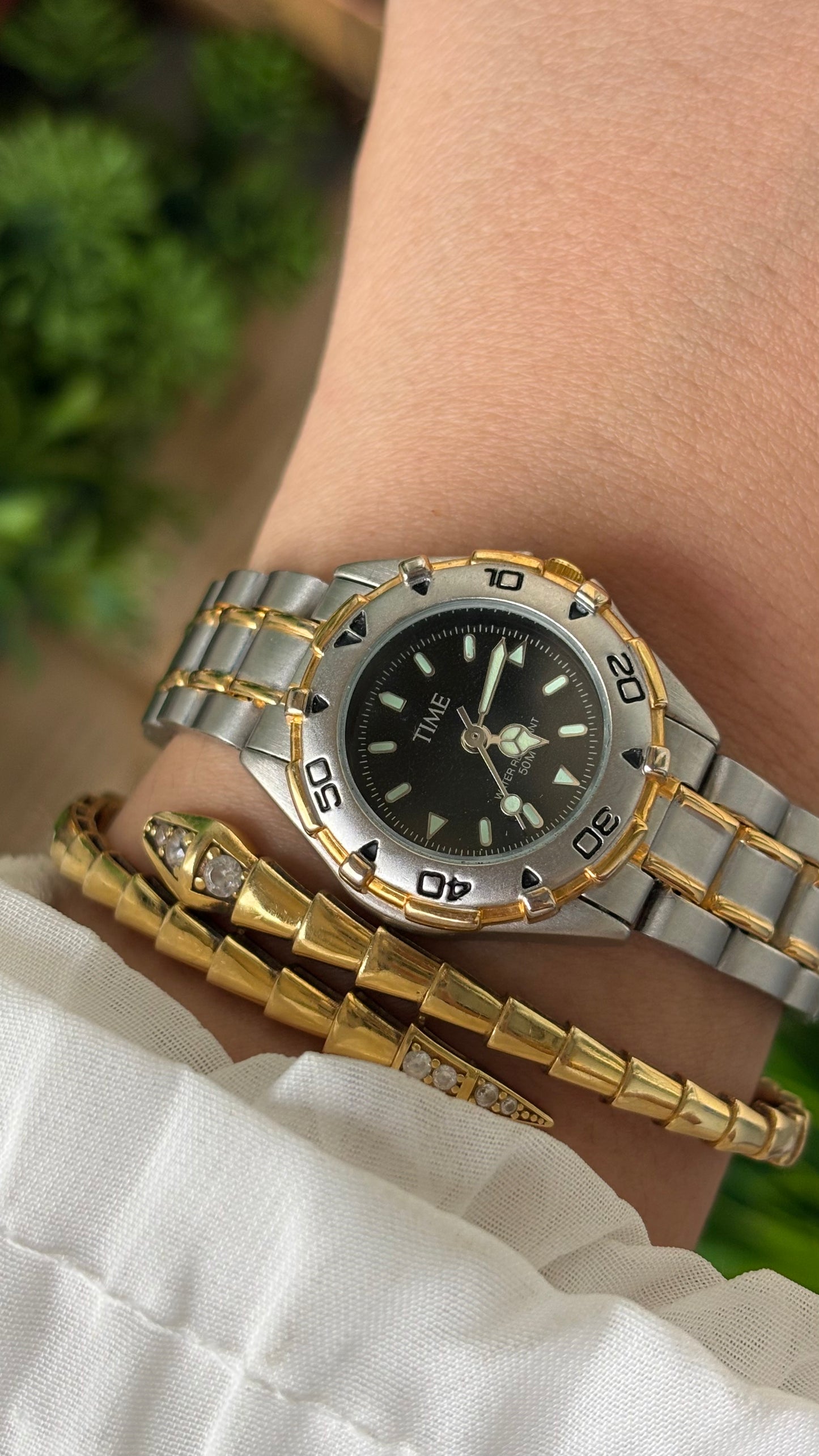 Vintage Time Sports Watch in Two-Tone Quartz Seiko Inspired #00813
