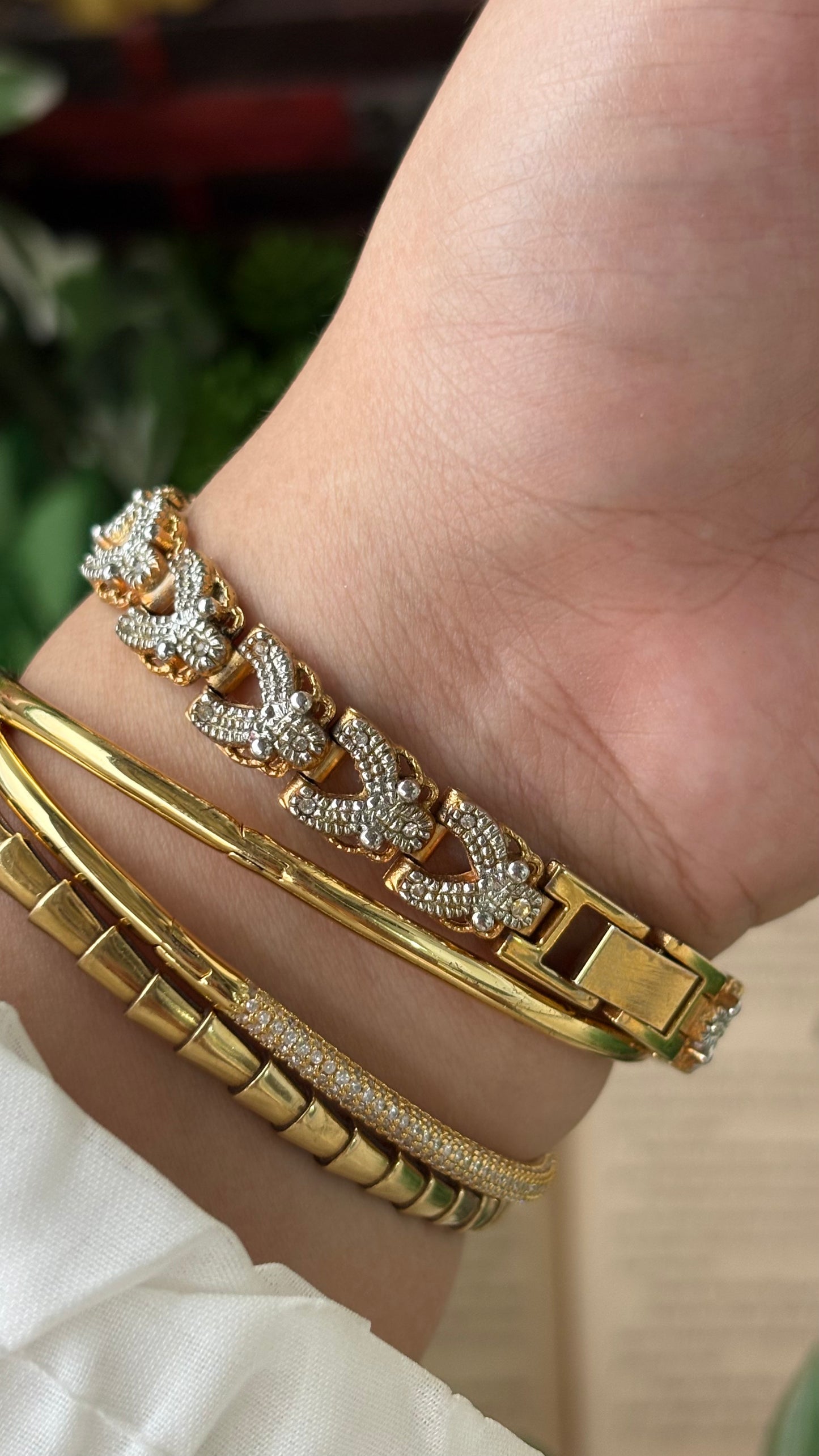 Rare Vintage Chizuko Bejeweled Watch in Gold Tone Quartz Garnet Stone