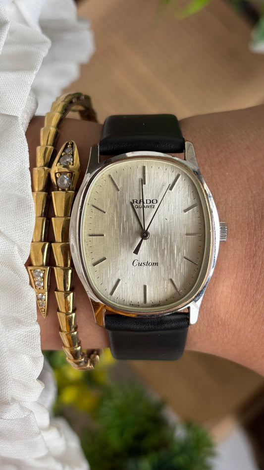 Vintage RADO Men’s Tank Watch in Black Leather Strap