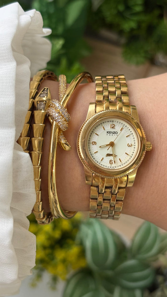 Rare Vintage Kenzo Paris Watch in Gold Tone Japan Quartz