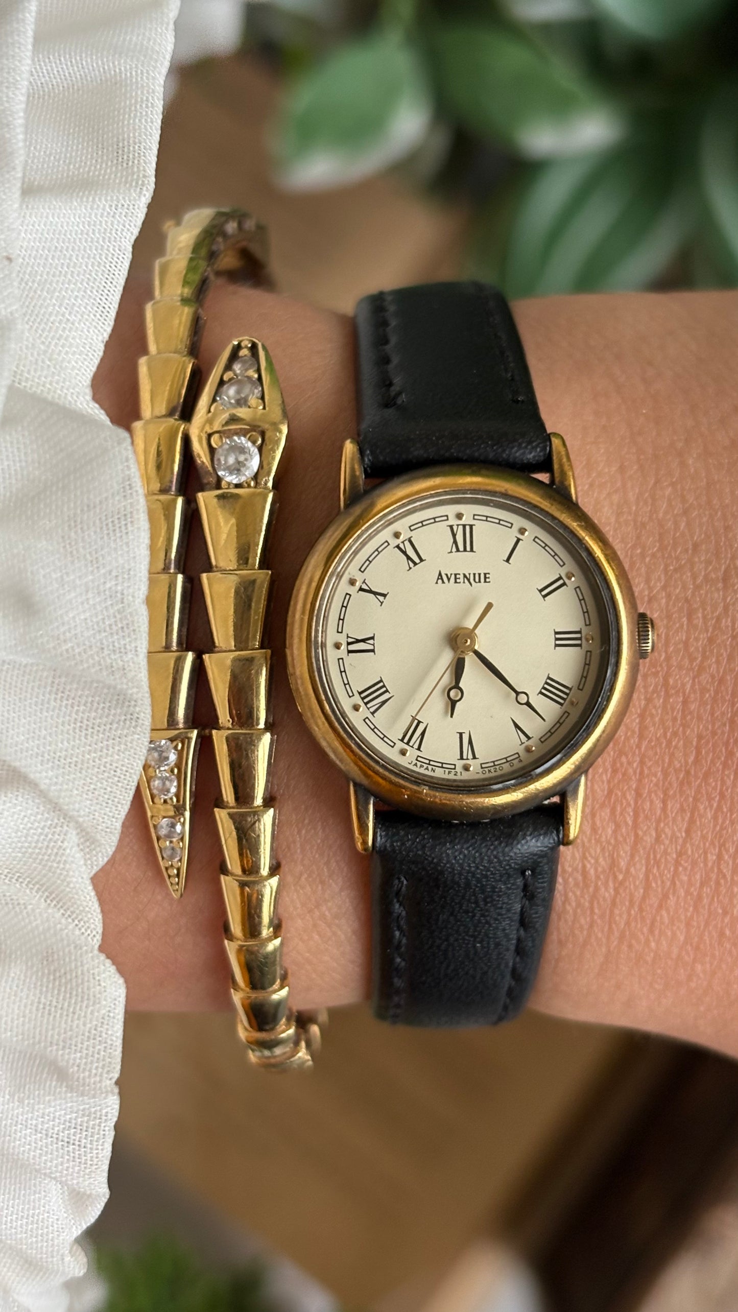 Vintage Avenue by Seiko Watch in Black Leather Strap Roman Dial