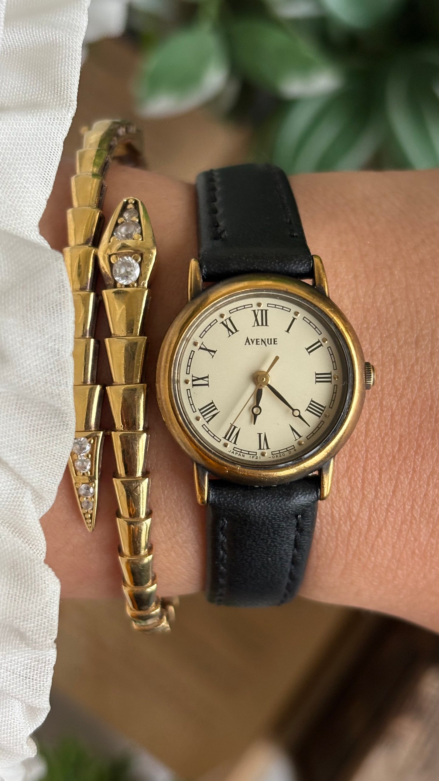 Vintage Avenue by Seiko Watch in Black Leather Strap Roman Dial