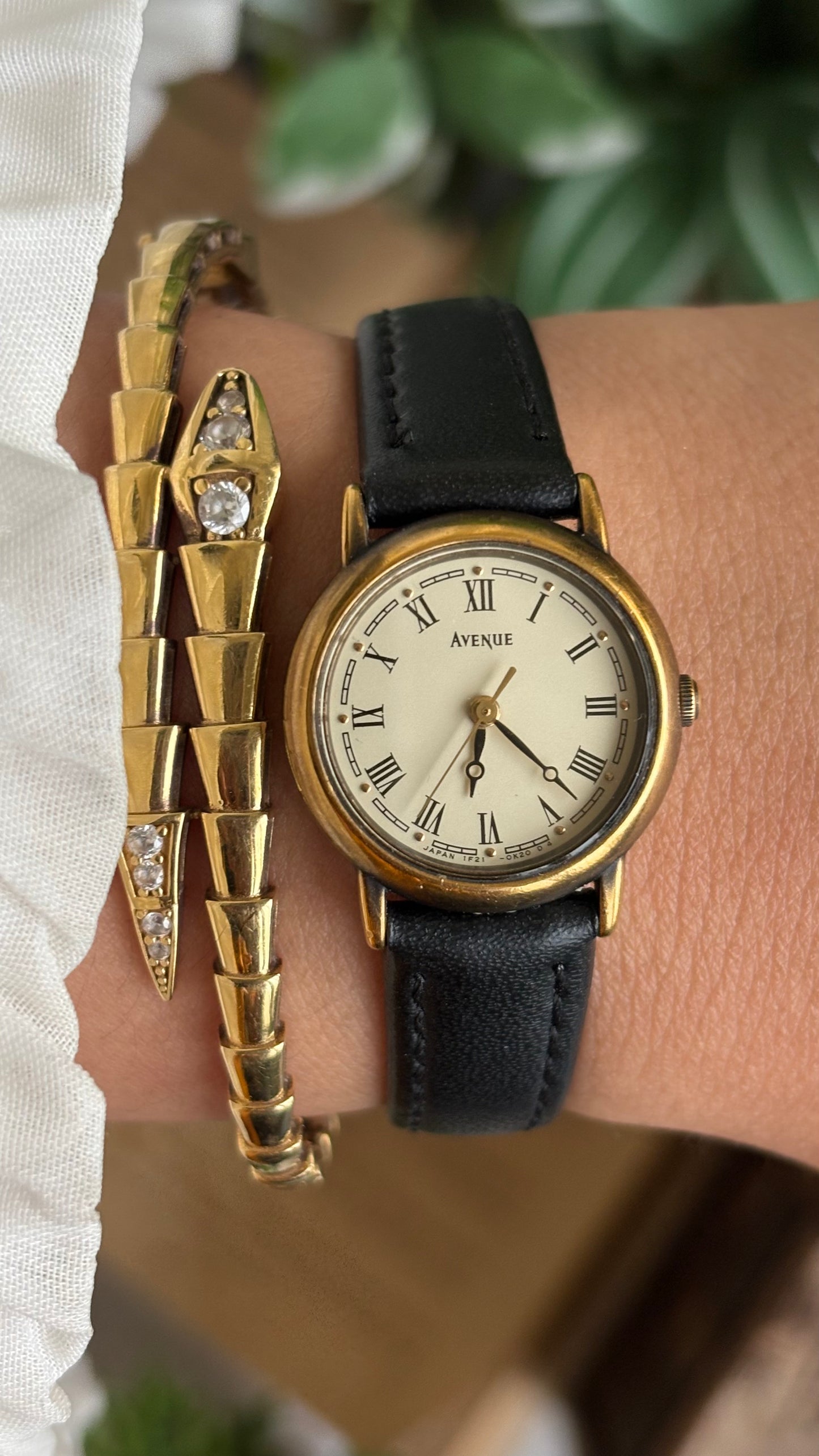 Vintage Avenue by Seiko Watch in Black Leather Strap Roman Dial