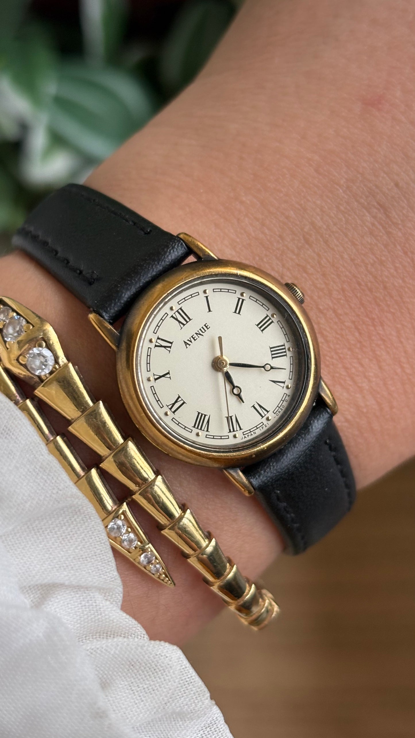 Vintage Avenue by Seiko Watch in Black Leather Strap Roman Dial