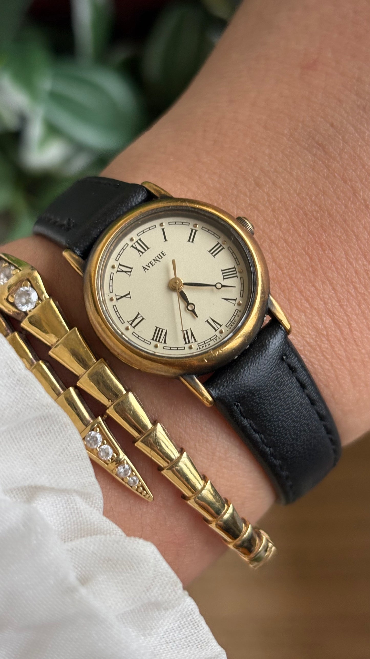 Vintage Avenue by Seiko Watch in Black Leather Strap Roman Dial