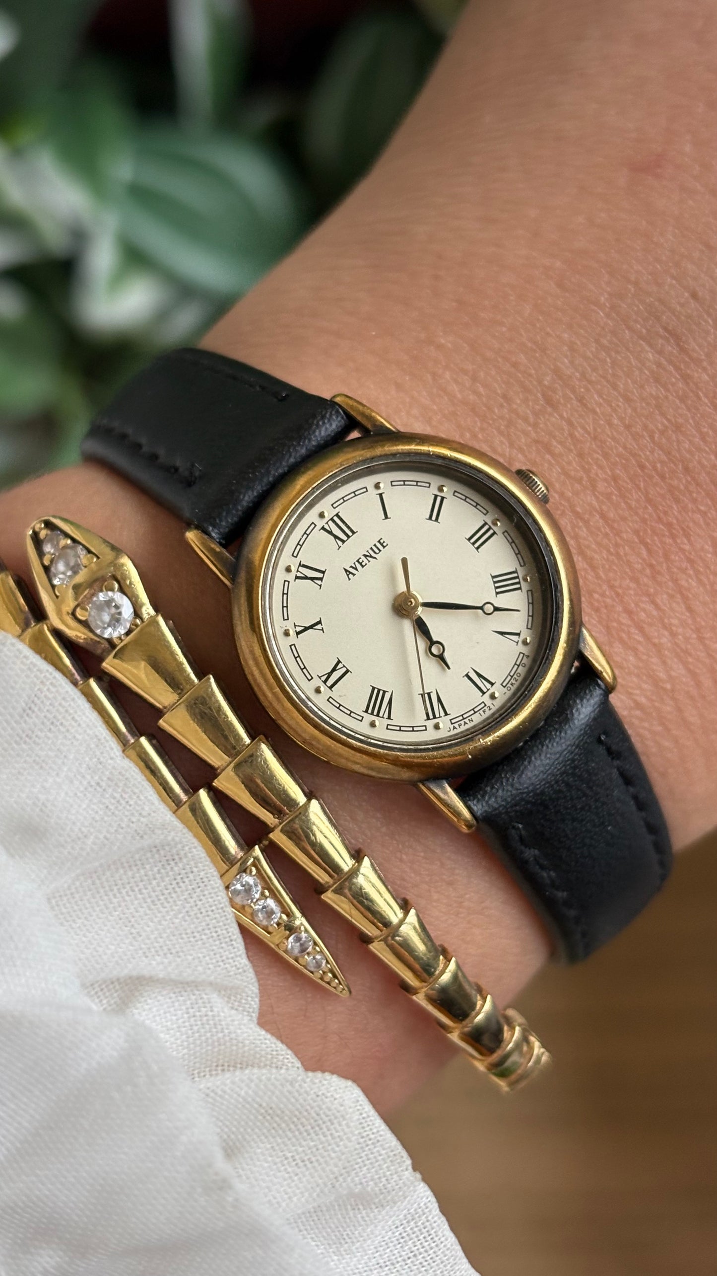 Vintage Avenue by Seiko Watch in Black Leather Strap Roman Dial