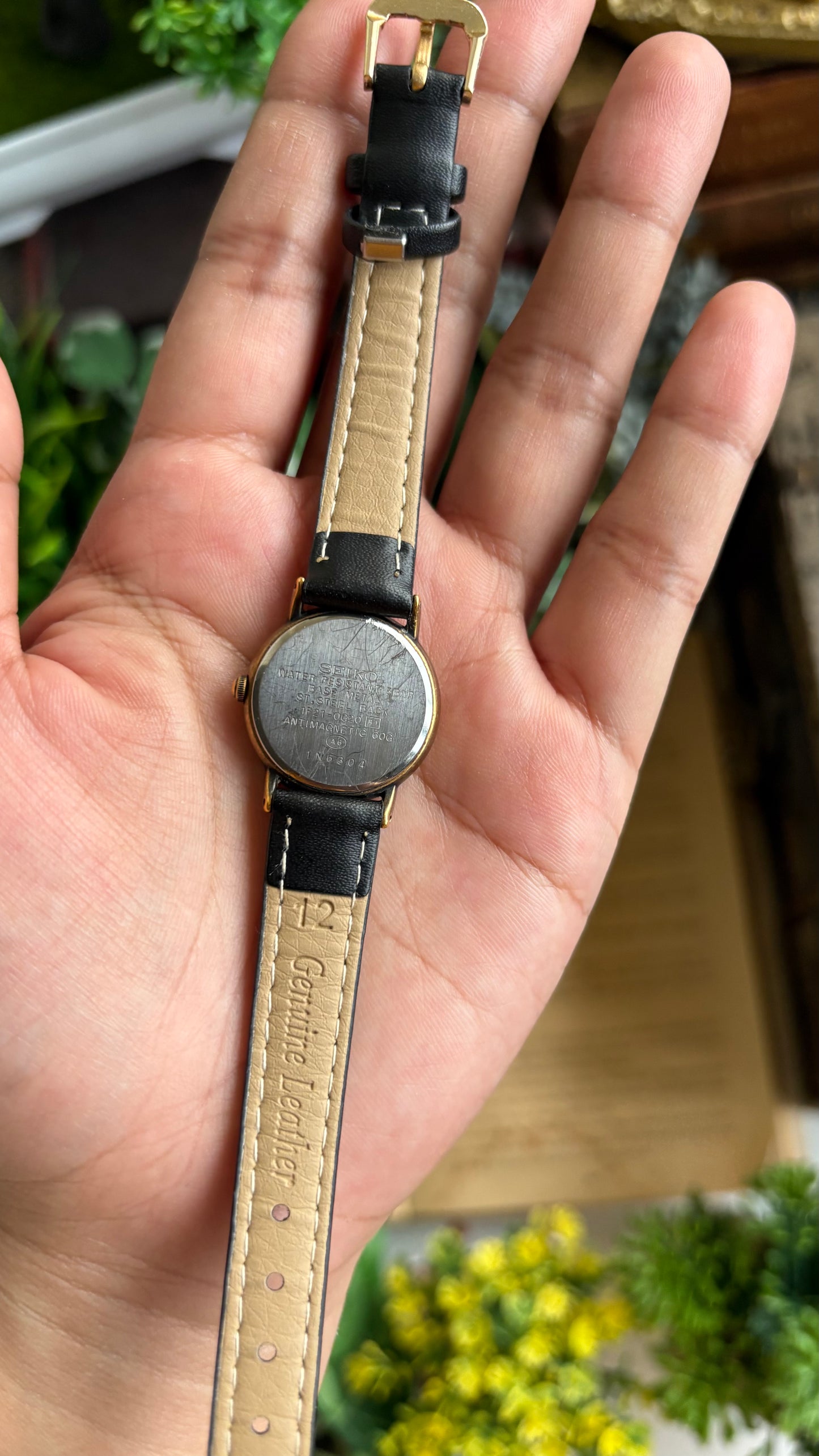 Vintage Avenue by Seiko Watch in Black Leather Strap Roman Dial