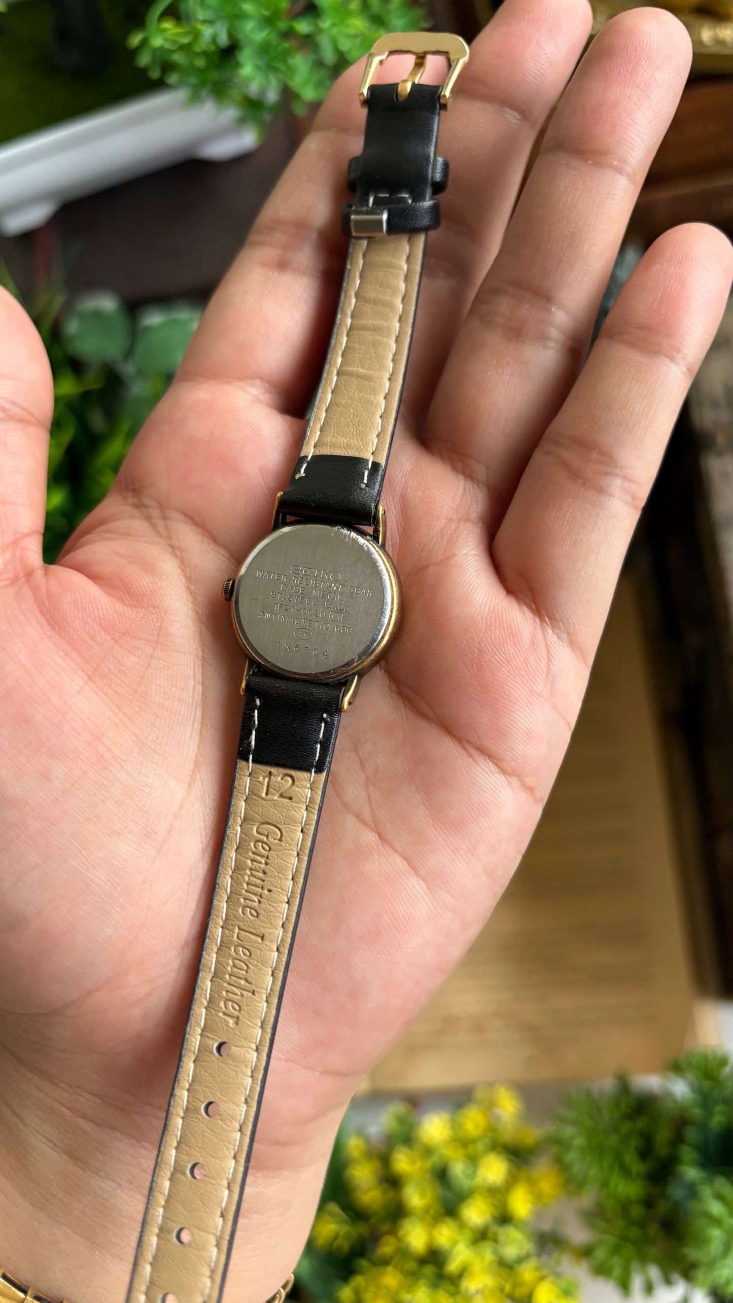 Vintage Avenue by Seiko Watch in Black Leather Strap Roman Dial
