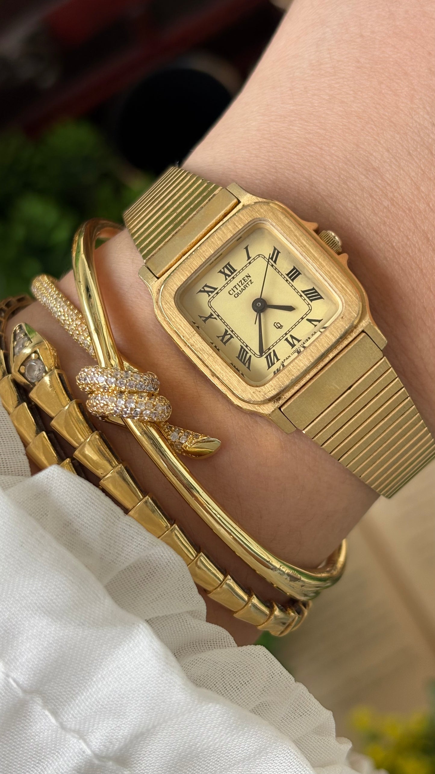 Vintage Citizen Watch in Gold Tone Roman Dial Cartier Inspired